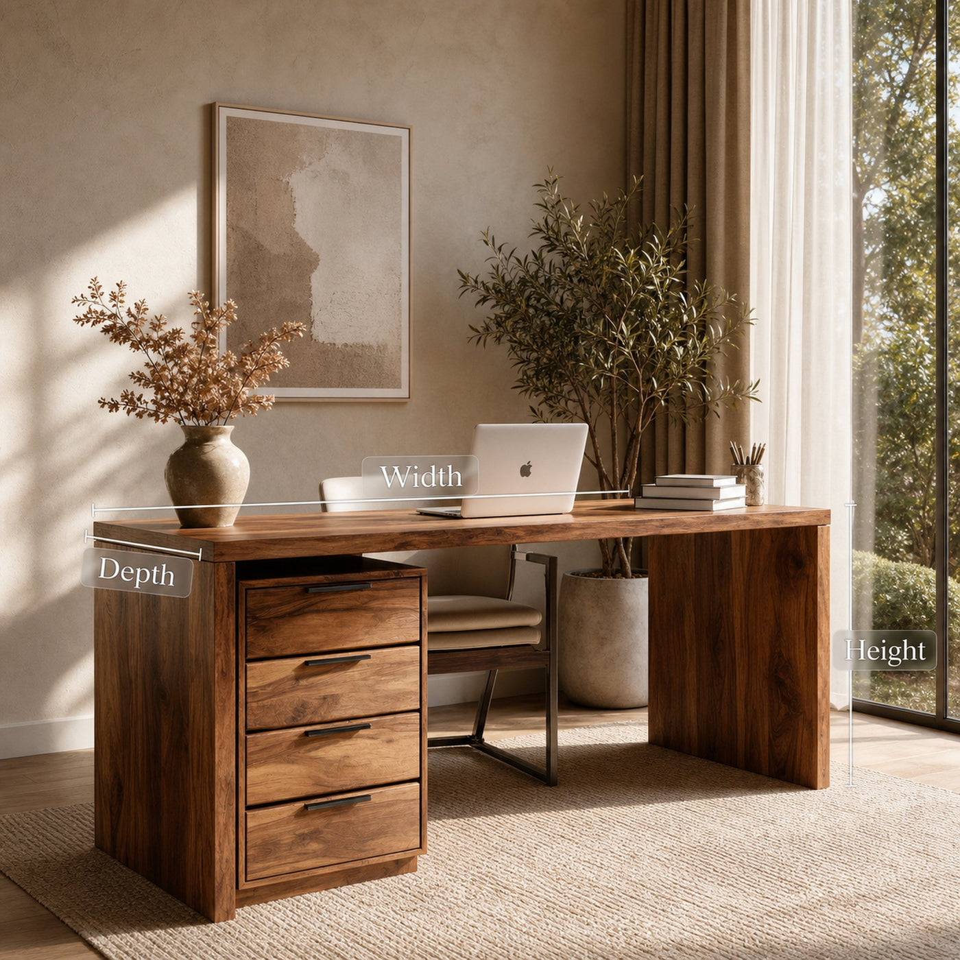 Modern Contemporary Wooden Desk With Drawers For Home Office - product view 7