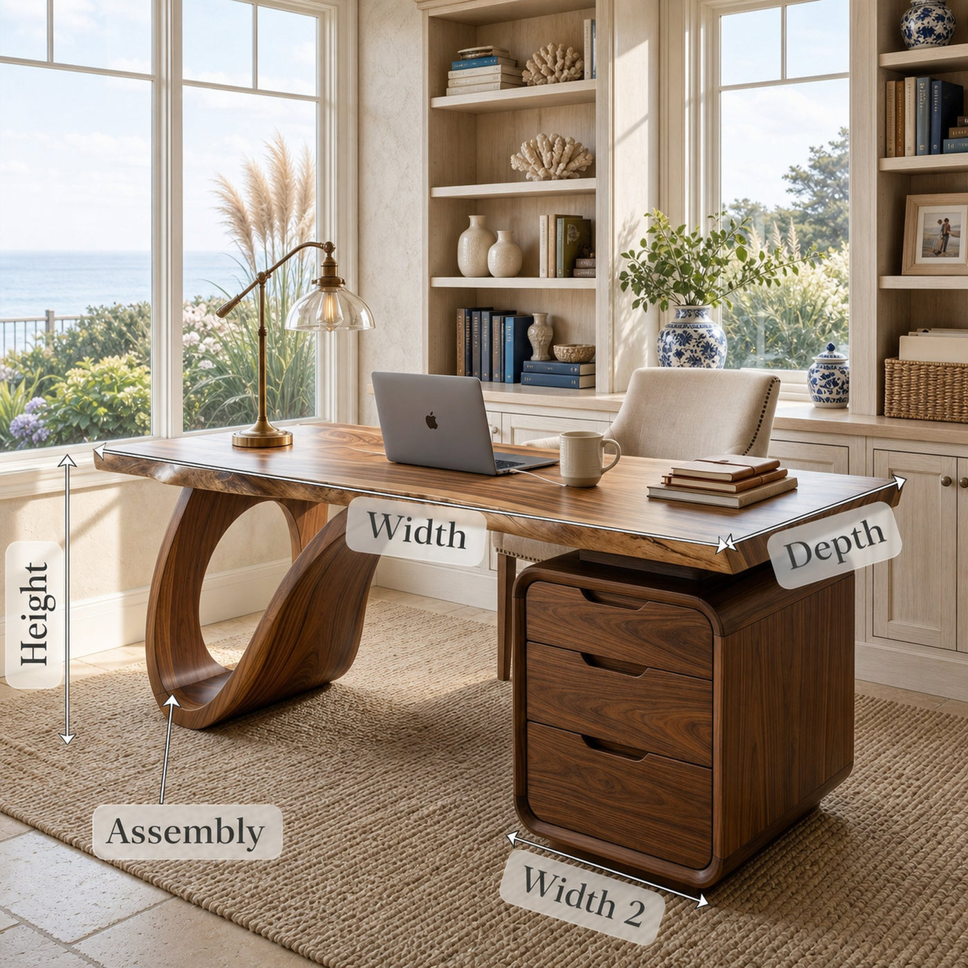 Modern Corner Executive Desk Coastal Home - product view 8