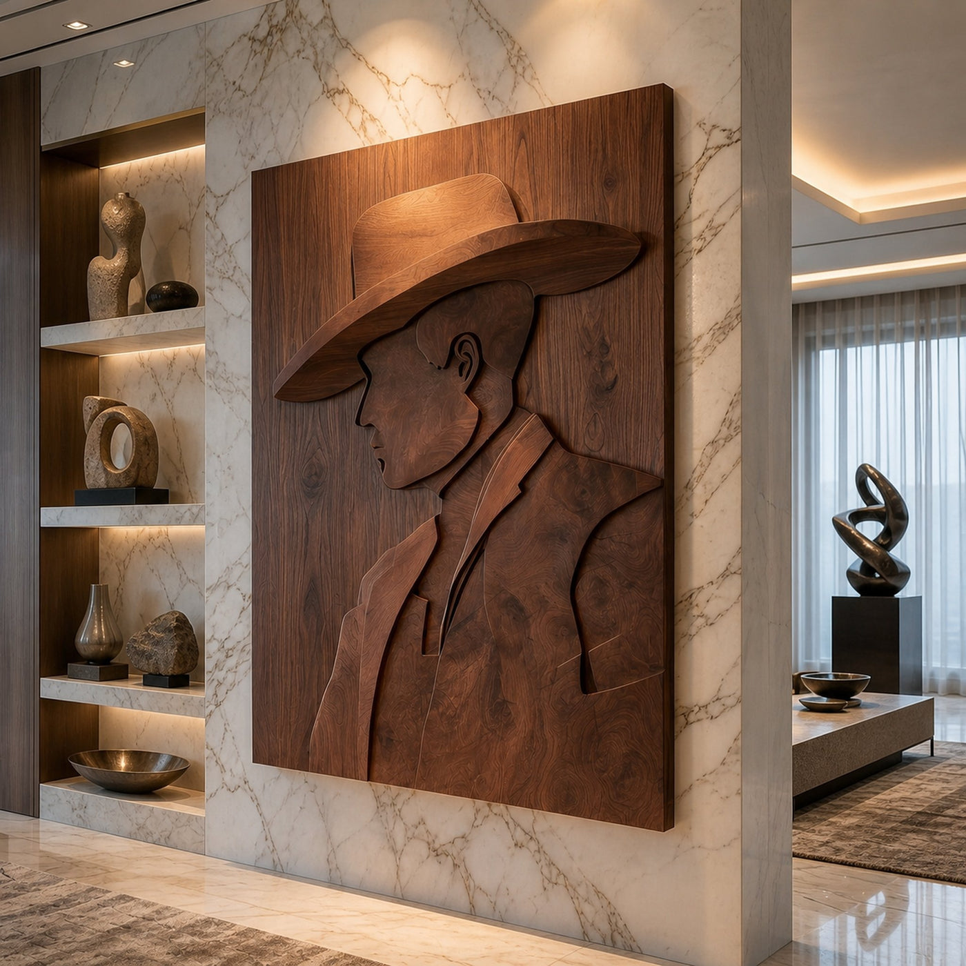 Modern Cowboy Portrait Wall Art For Home Office