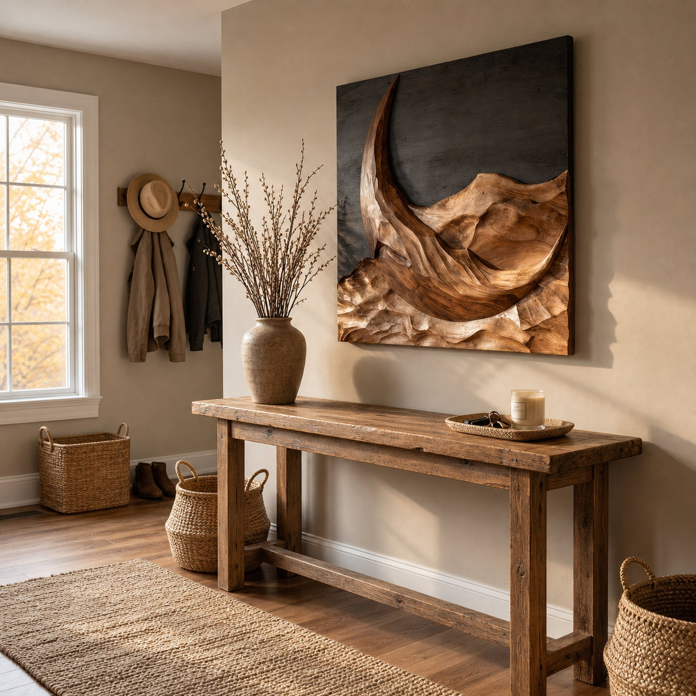 Modern Crescent Moon Wood Wall Art For Wall Decor