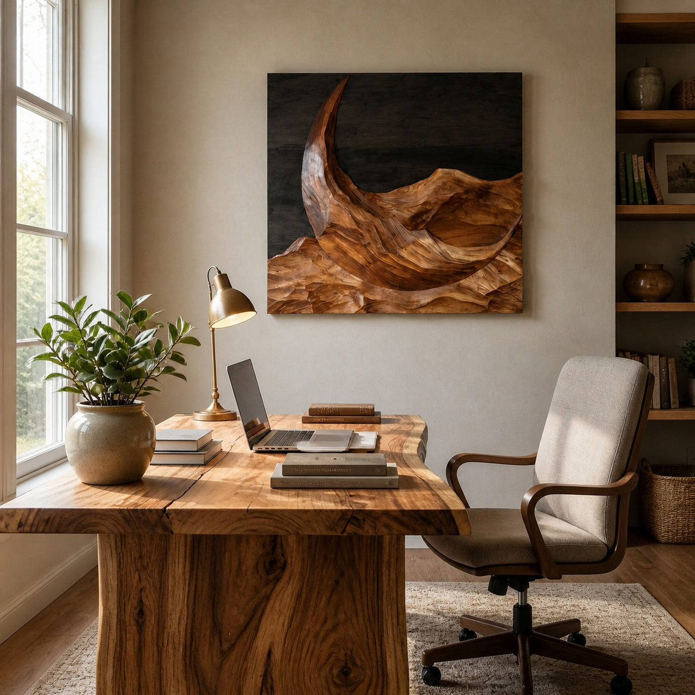 Modern Crescent Moon Wood Wall Art For Wall Decor - product view 2