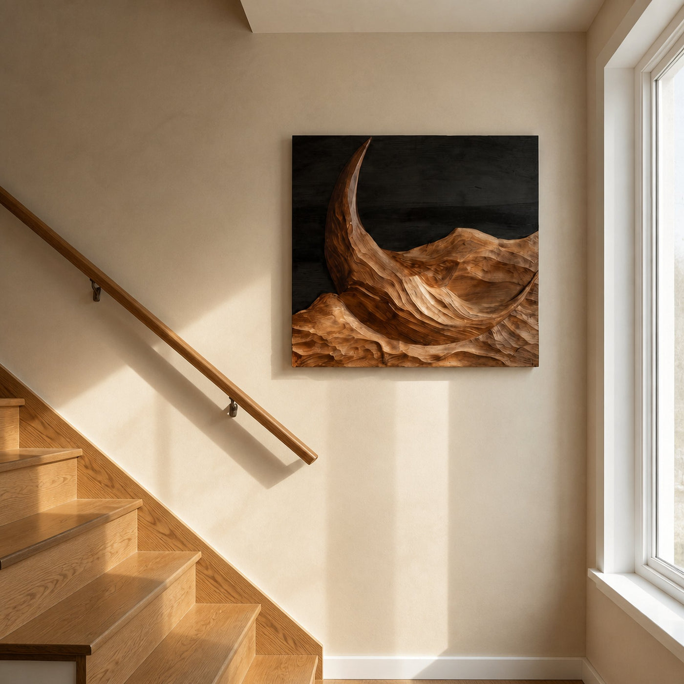 Modern Crescent Moon Wood Wall Art For Wall Decor - product view 3