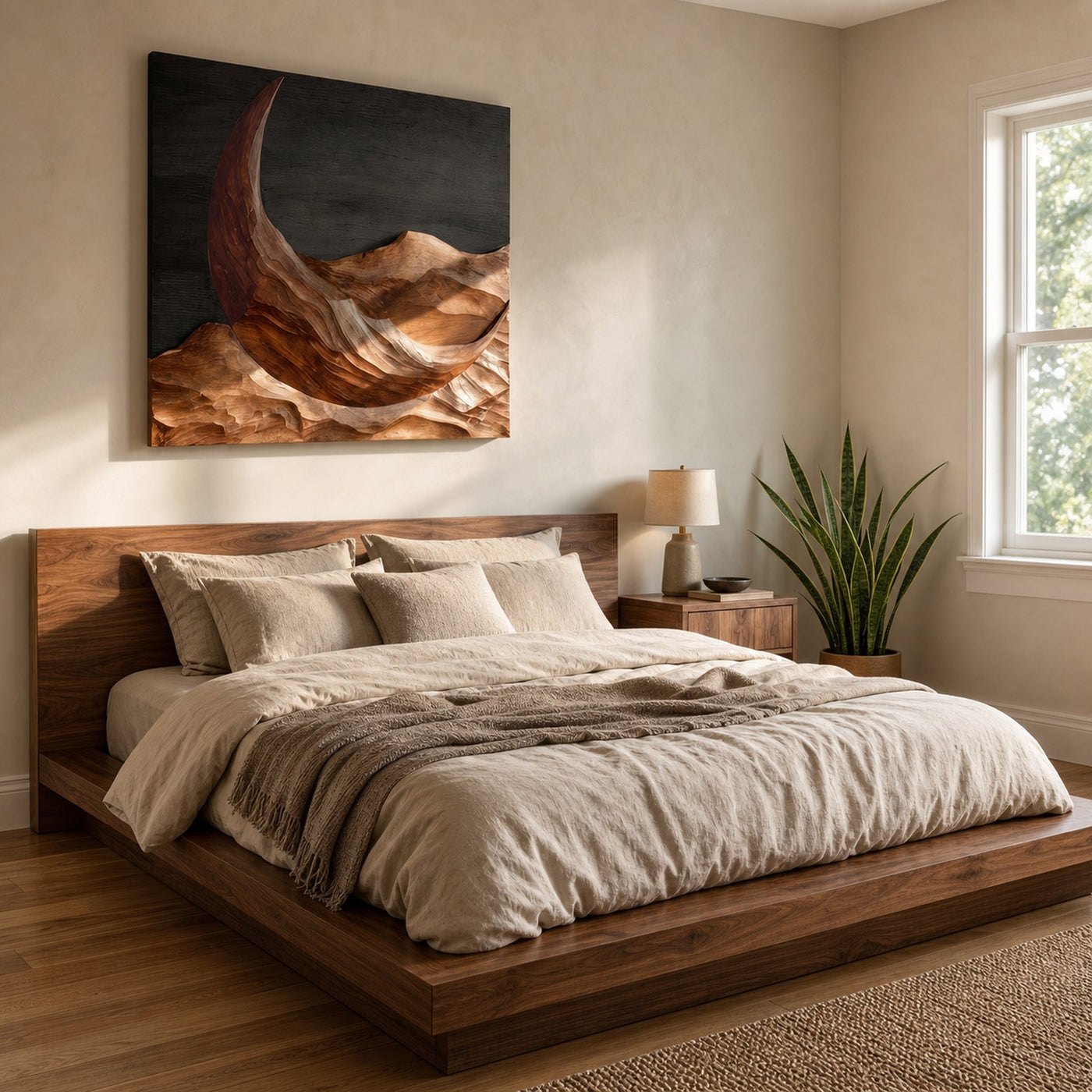 Modern Crescent Moon Wood Wall Art For Wall Decor - product view 4
