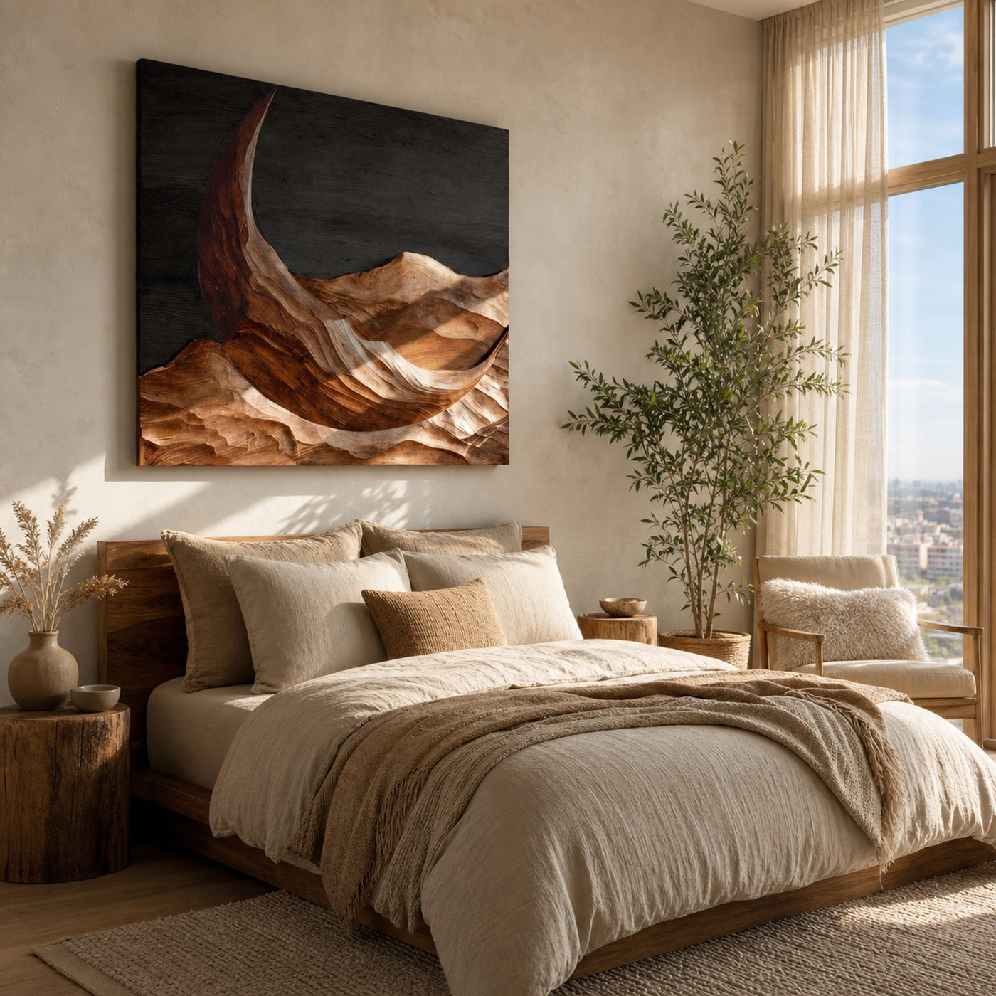 Modern Crescent Moon Wood Wall Art For Wall Decor - product view 5