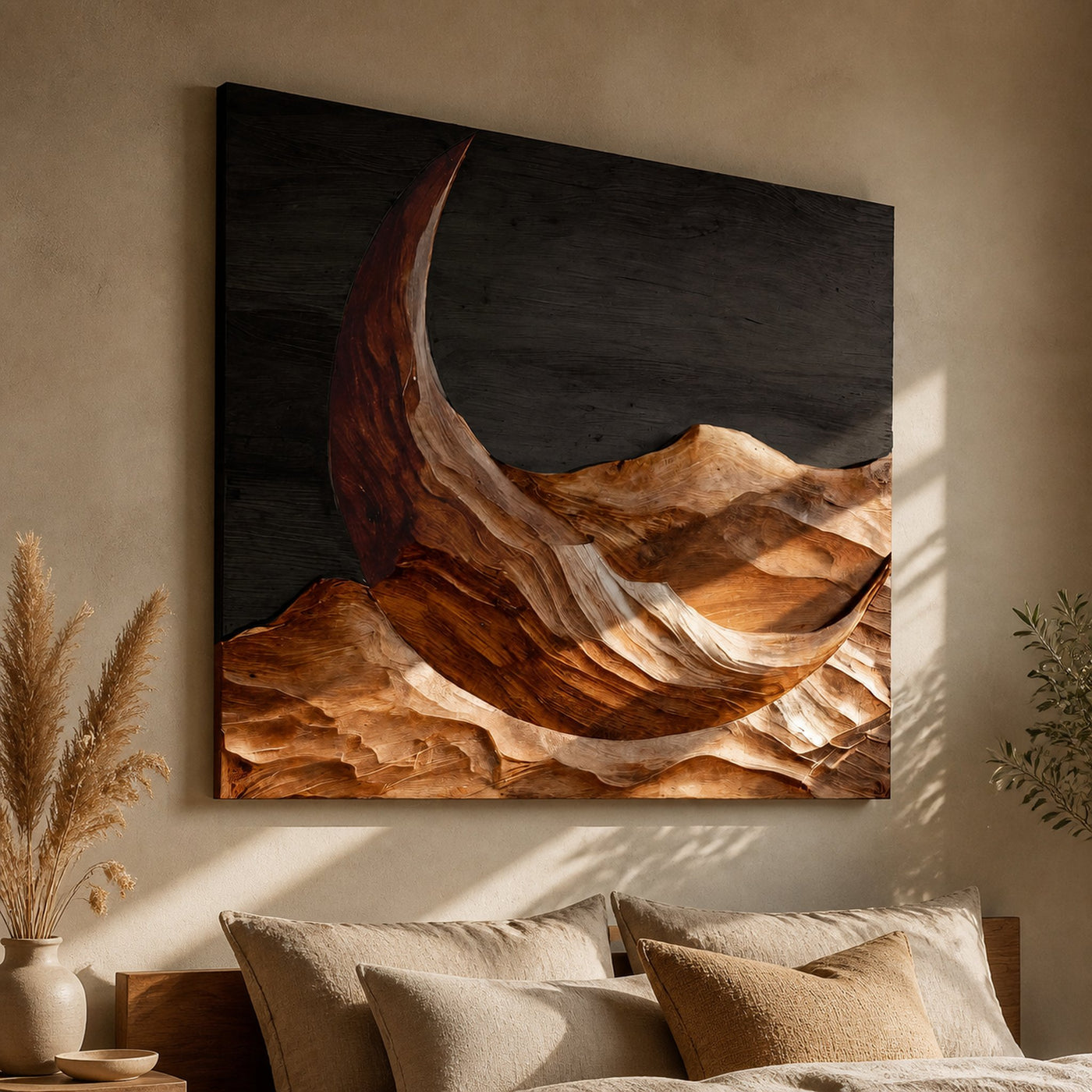Modern Crescent Moon Wood Wall Art For Wall Decor - product view 6