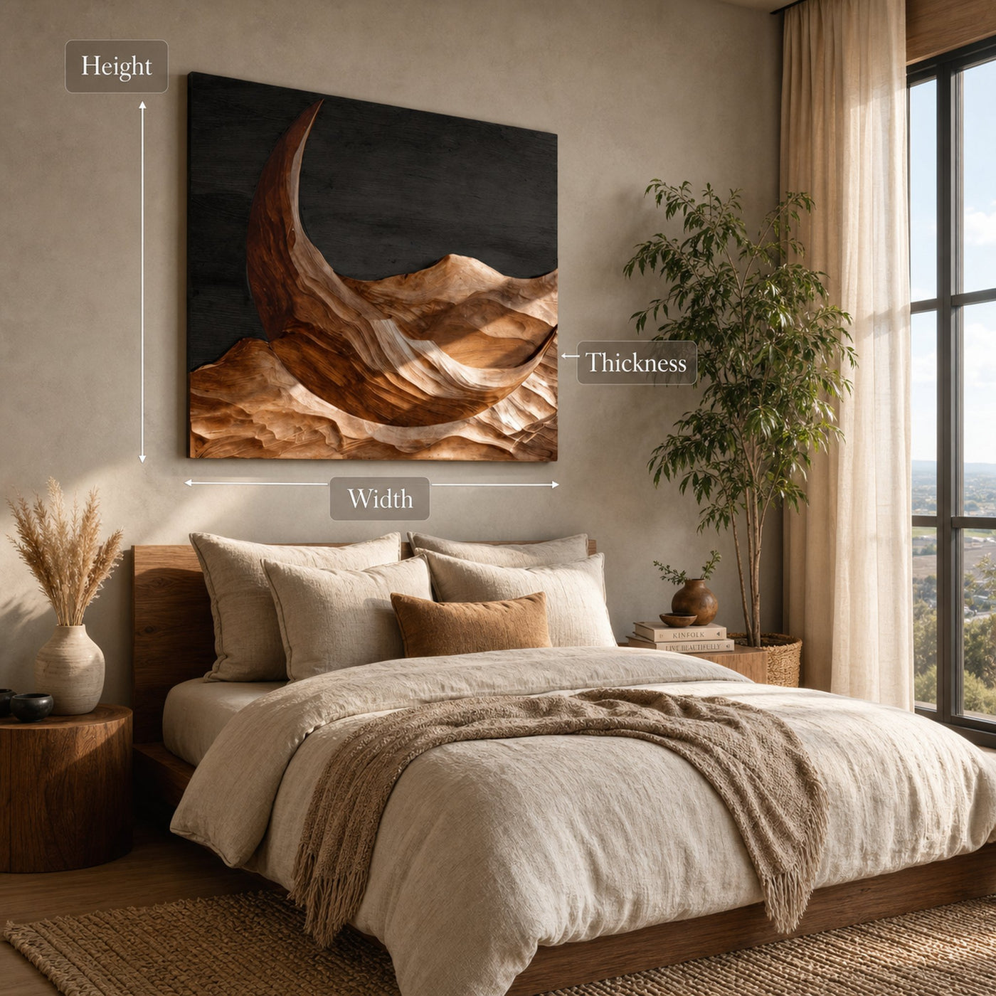 Modern Crescent Moon Wood Wall Art For Wall Decor - product view 7