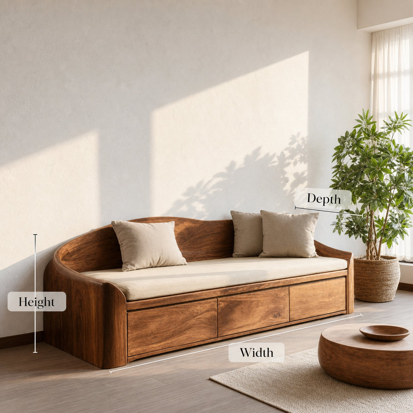 Modern Curved Back Sofa With Drawers For Living Room - product view 6