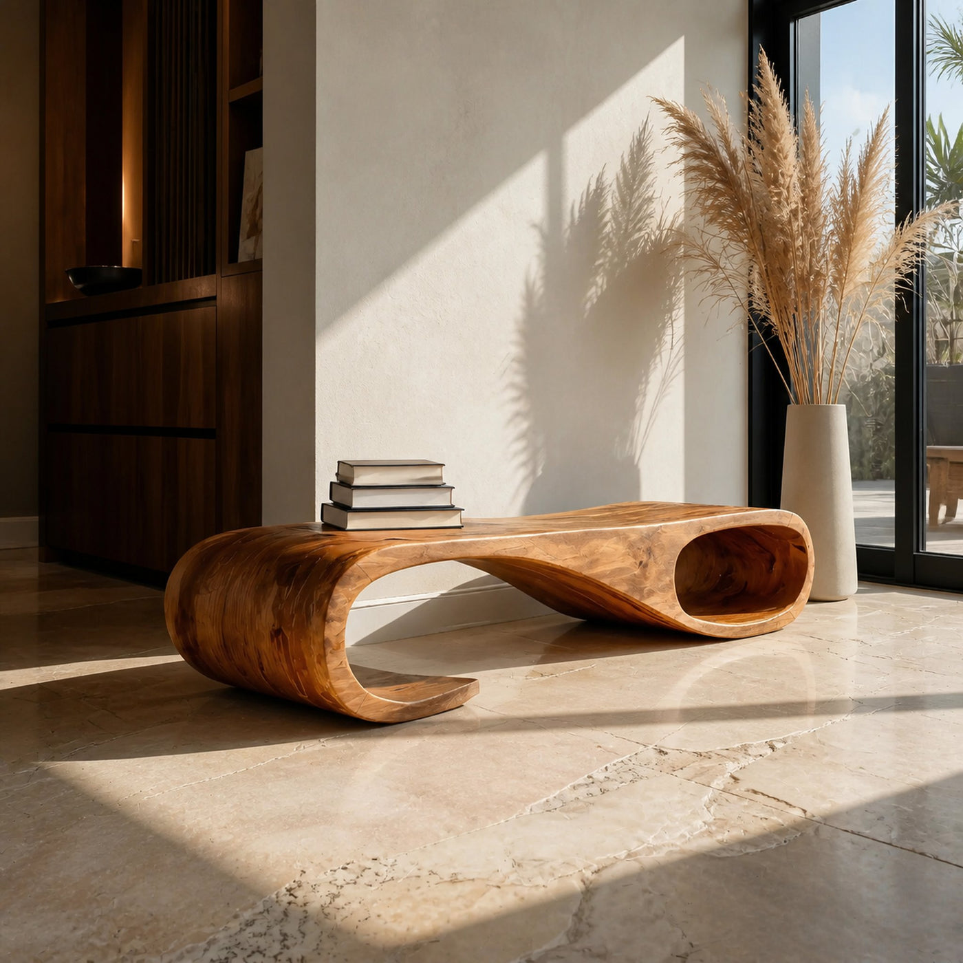 Modern Curved Bench For Entryway Furniture Accent Piece