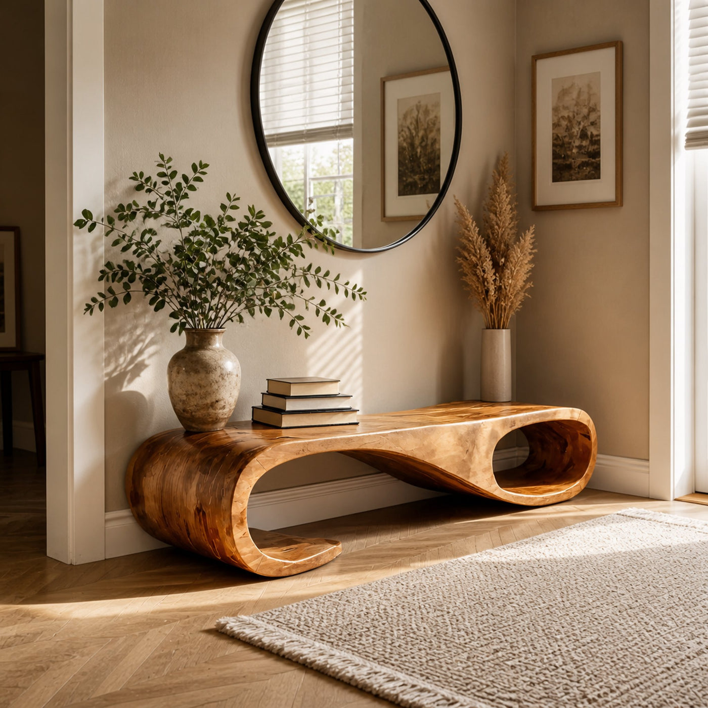 Modern Curved Bench For Entryway Furniture Accent Piece - product view 6