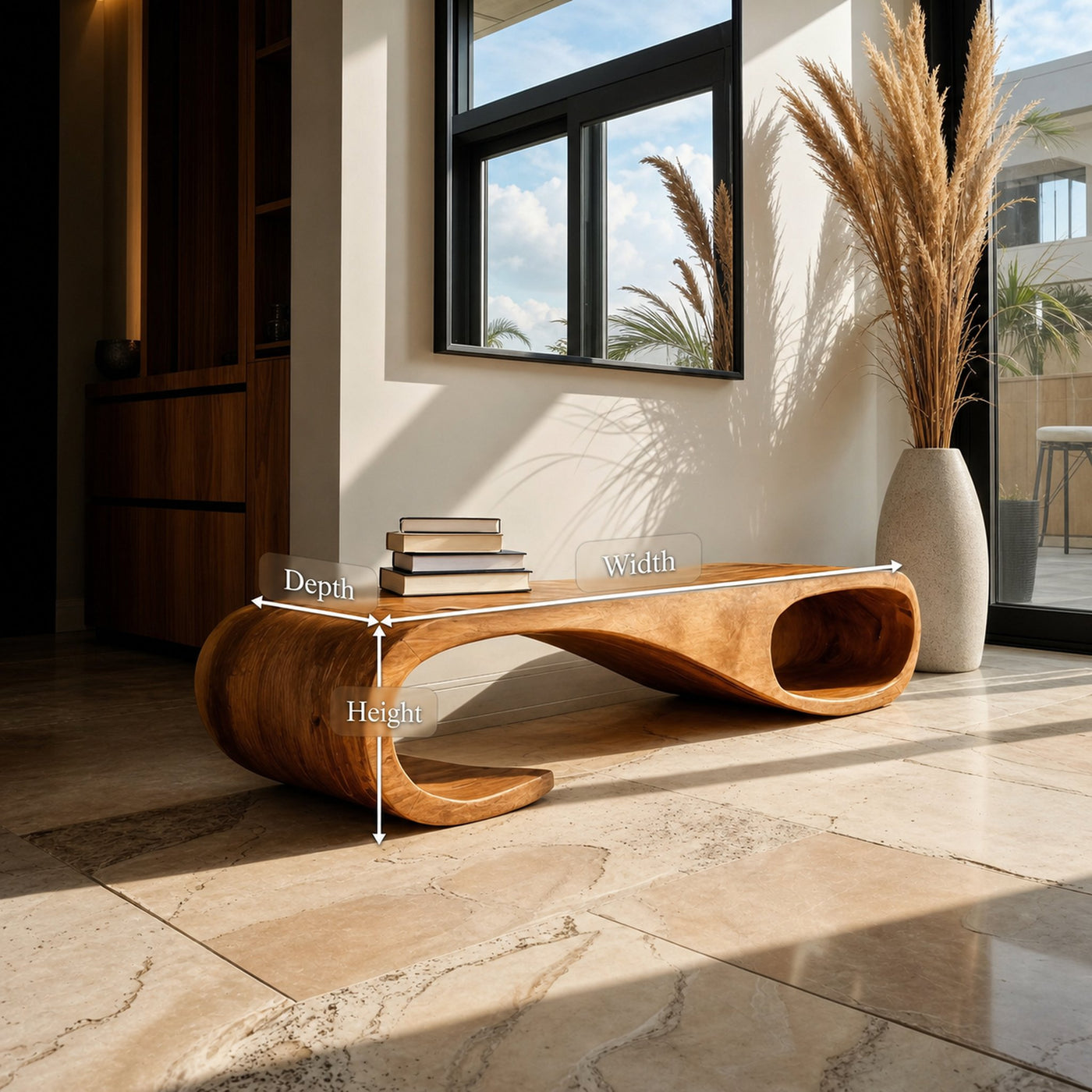 Modern Curved Bench For Entryway Furniture Accent Piece - product view 8