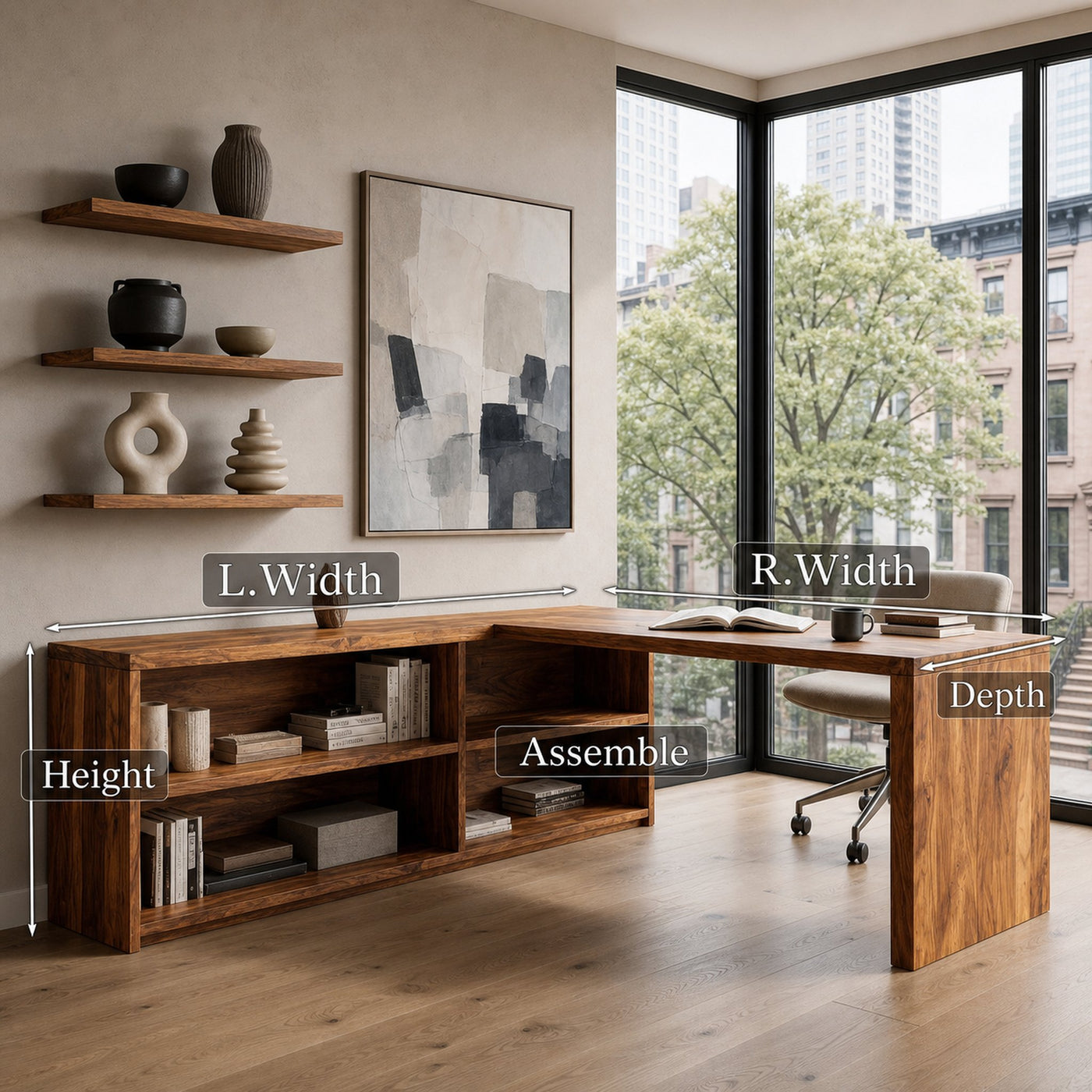 Modern Curved Natural Wood L Desk For Minimalist Office - product view 8