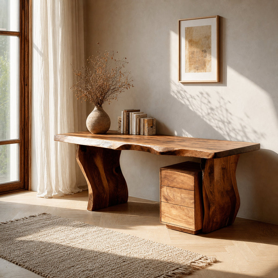 Modern Curved Wooden Desk For Elegant Home Office