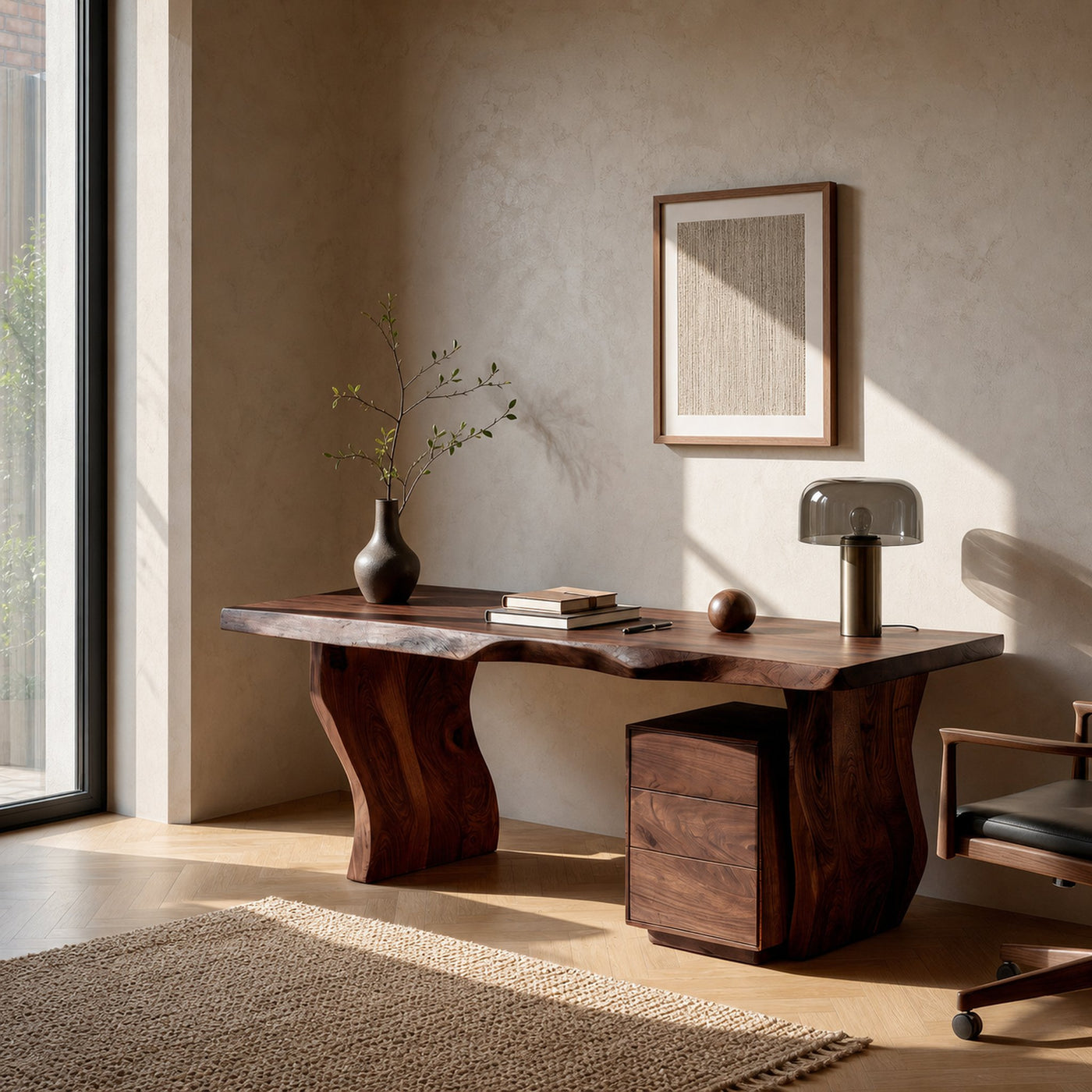 Modern Curved Wooden Desk For Elegant Home Office - product view 7
