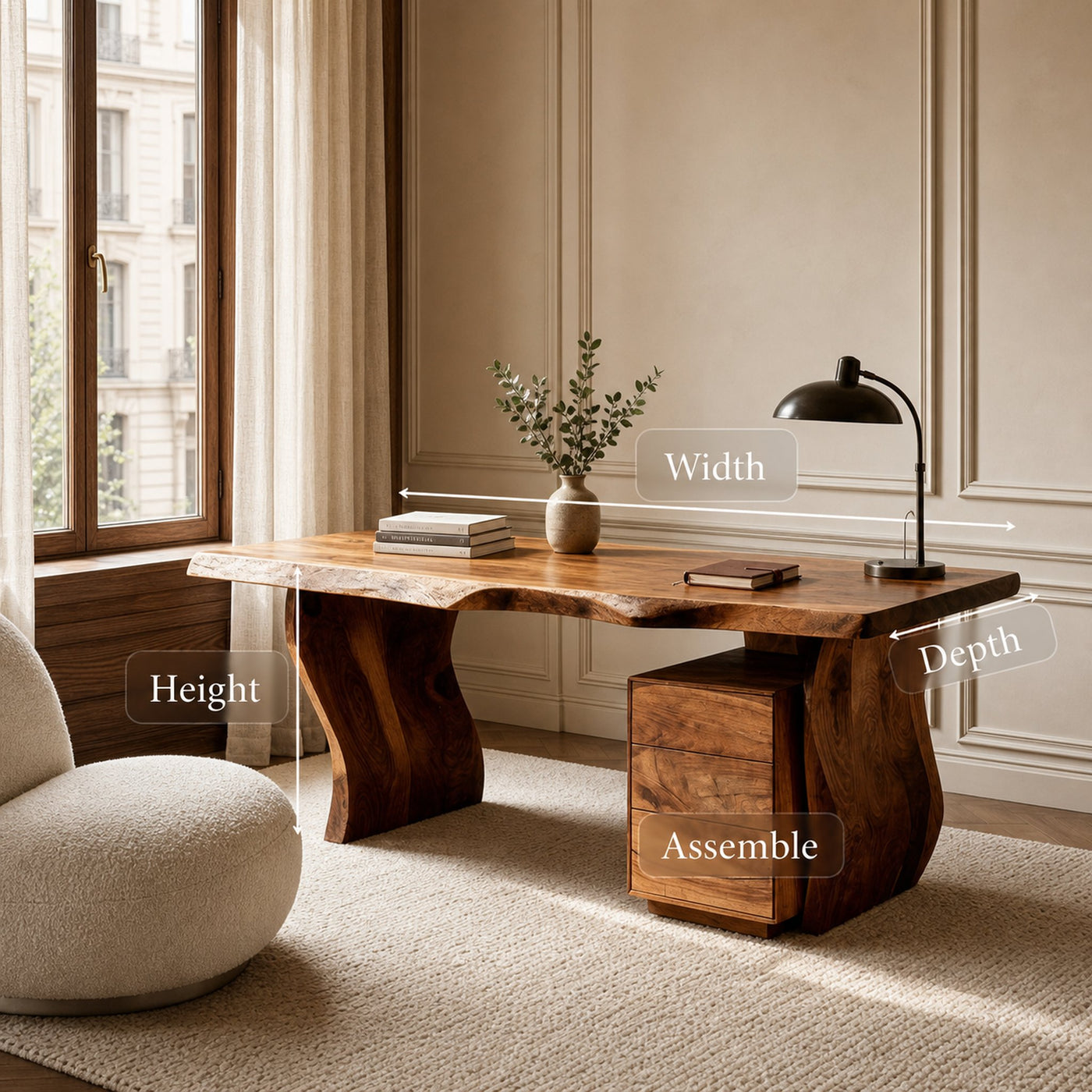 Modern Curved Wooden Desk For Elegant Home Office - product view 8