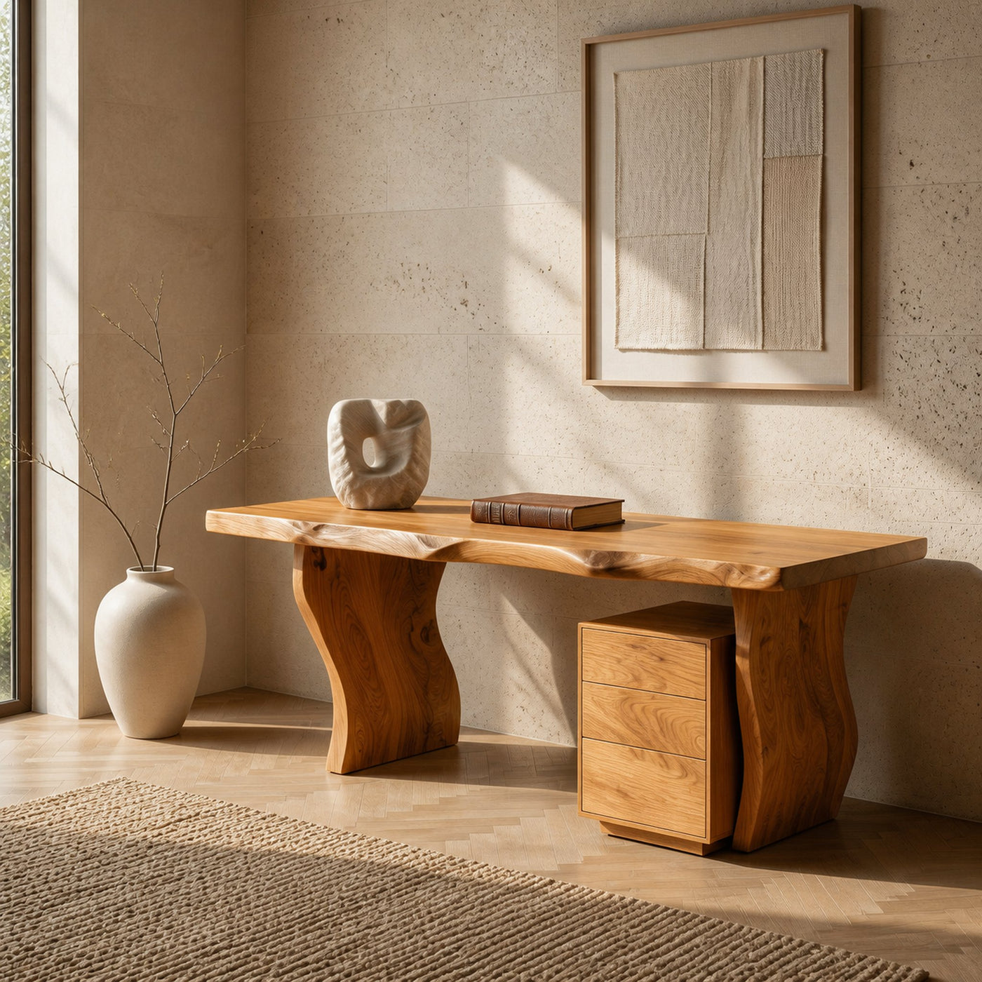 Modern Curved Wooden Desk For Elegant Home Office - product view 10