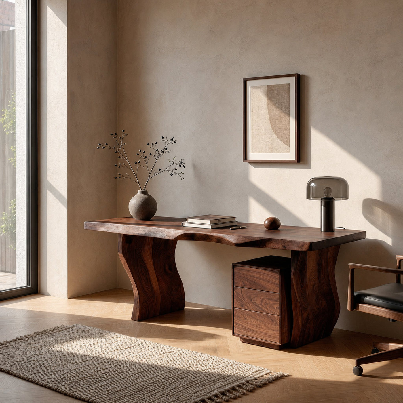 Modern Curved Wooden Desk For Elegant Home Office - product view 12