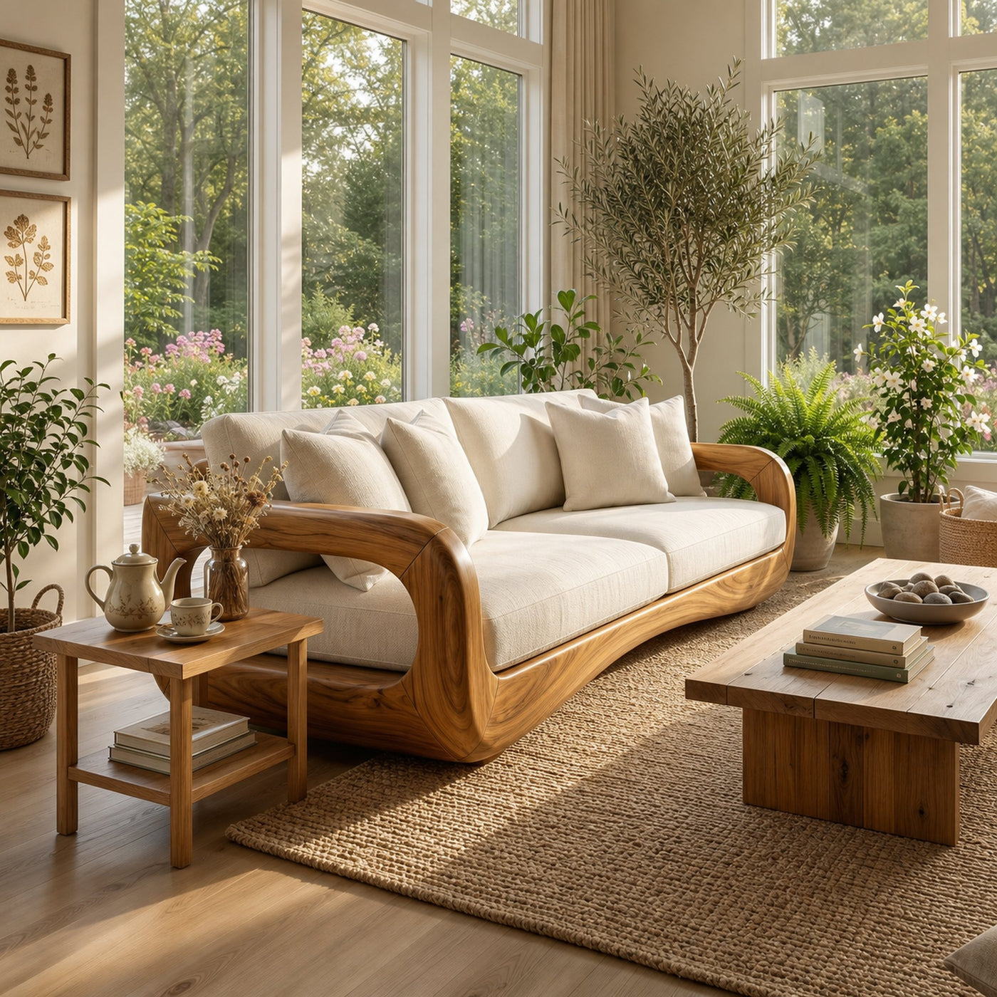 Modern Curved Wooden Sofa For Luxury Penthouse Interior Decor - product view 6