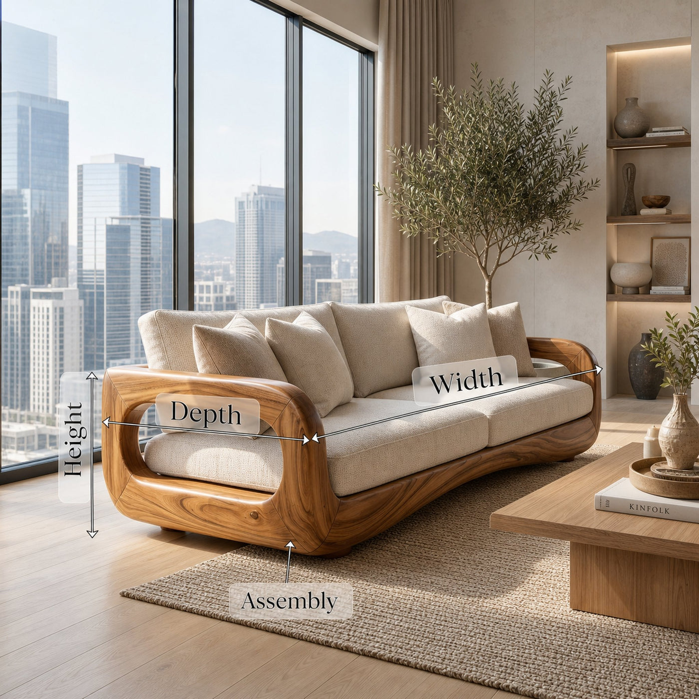 Modern Curved Wooden Sofa For Luxury Penthouse Interior Decor - product view 8