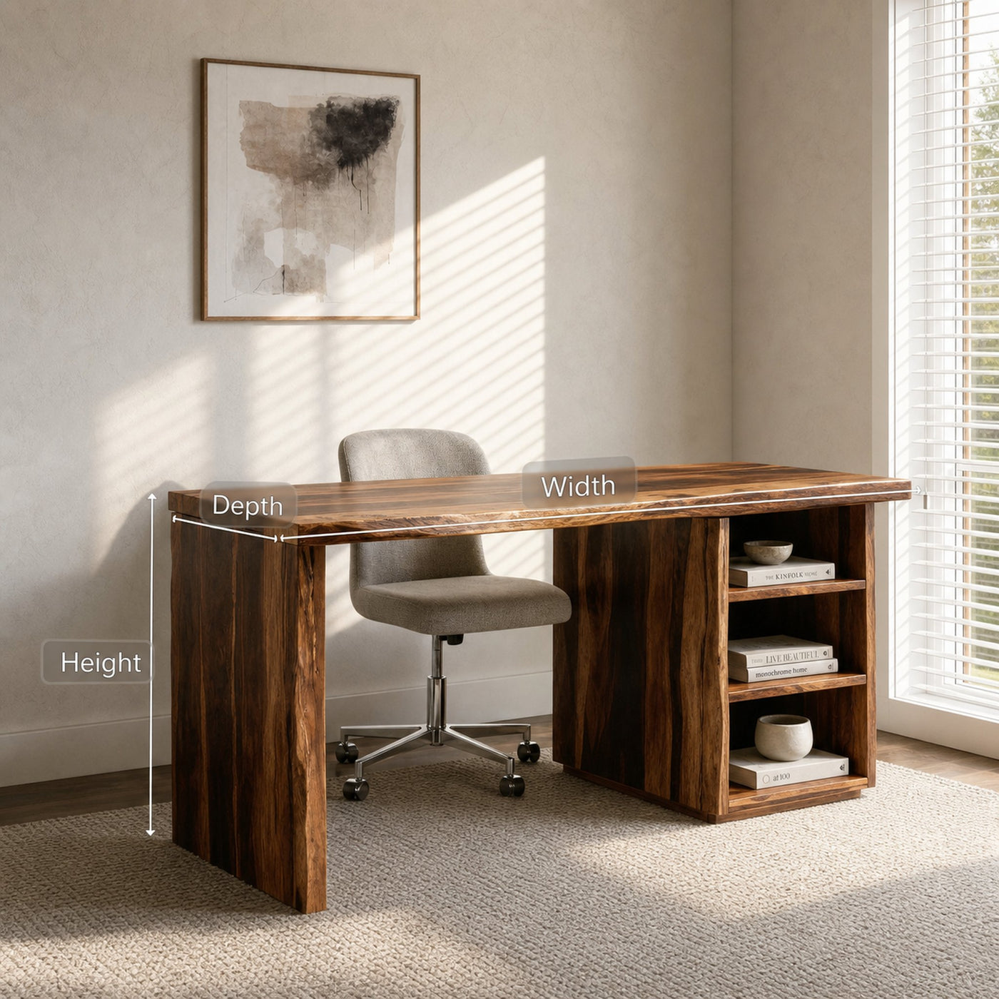Modern Desk With Built In Storage Shelves For Home Office - product view 6