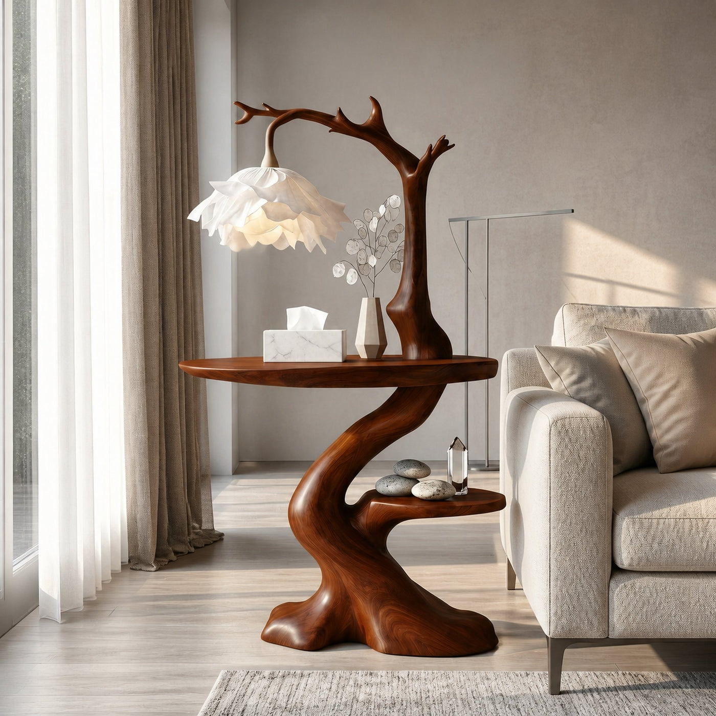 Modern End Table With Tree Branch Lamp Design For Bedroom And Living Room - product view 7