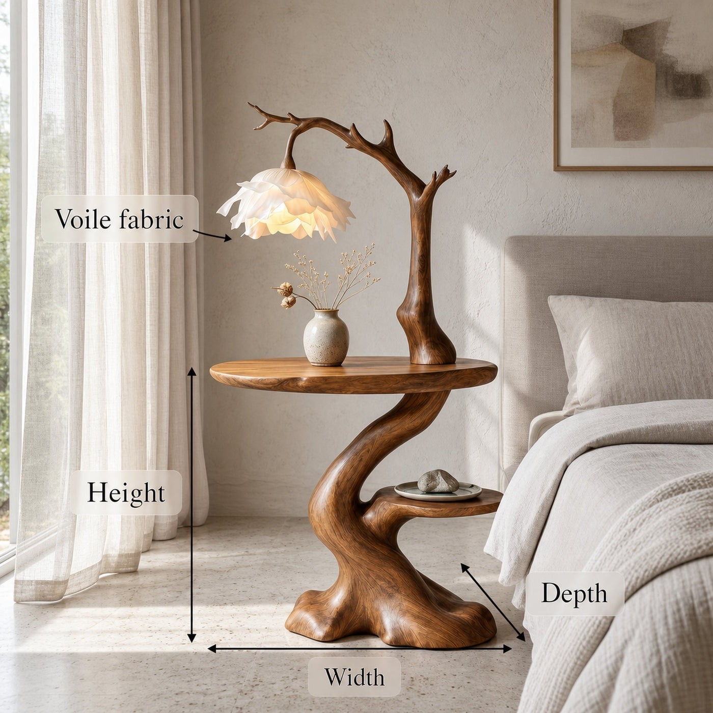 Modern End Table With Tree Branch Lamp Design For Bedroom And Living Room - product view 8