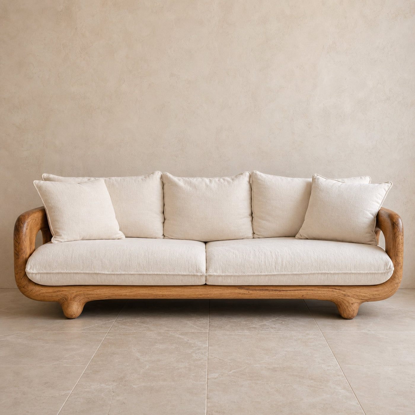 Modern Farmhouse Curved Sofa With Solid Frame For Living Room - product view 6