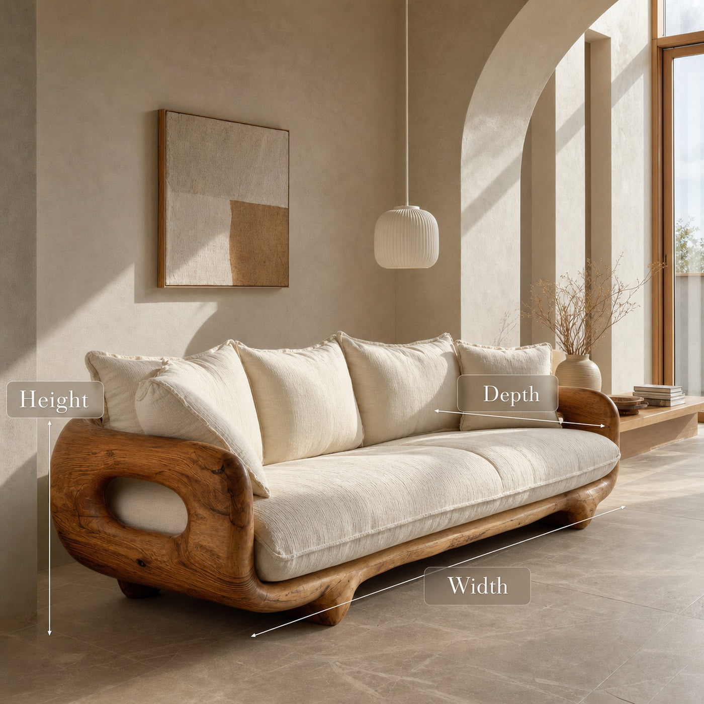 Modern Farmhouse Curved Sofa With Solid Frame For Living Room - product view 7