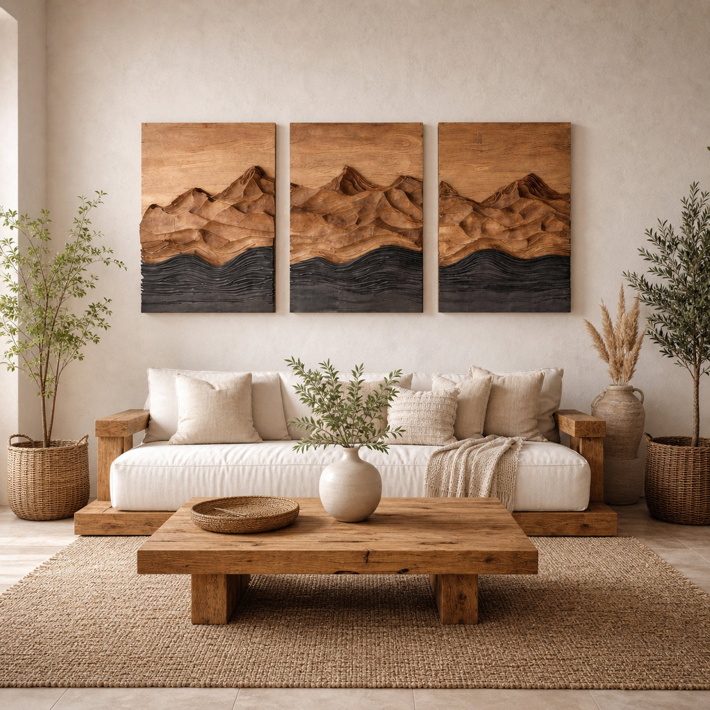 Modern Farmhouse Mountain Wood Wall Art For Living Room - product view 2