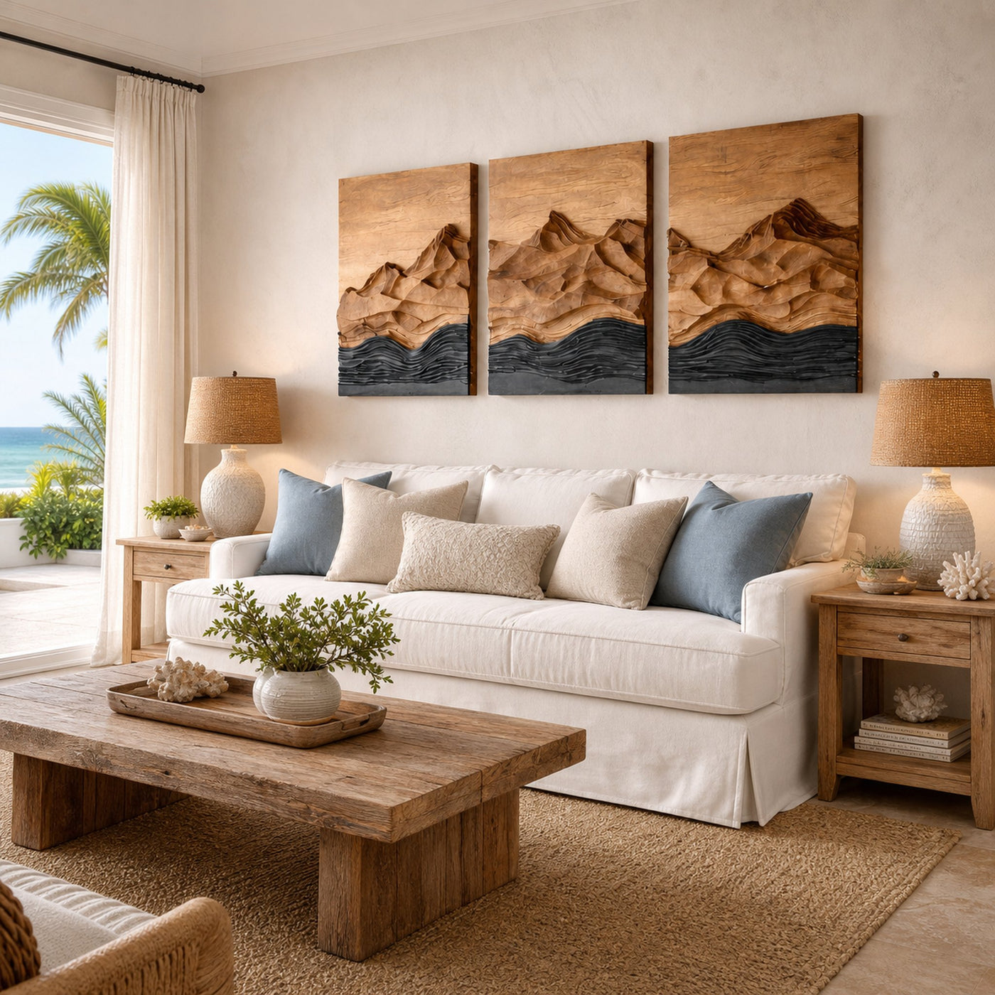 Modern Farmhouse Mountain Wood Wall Art For Living Room - product view 3