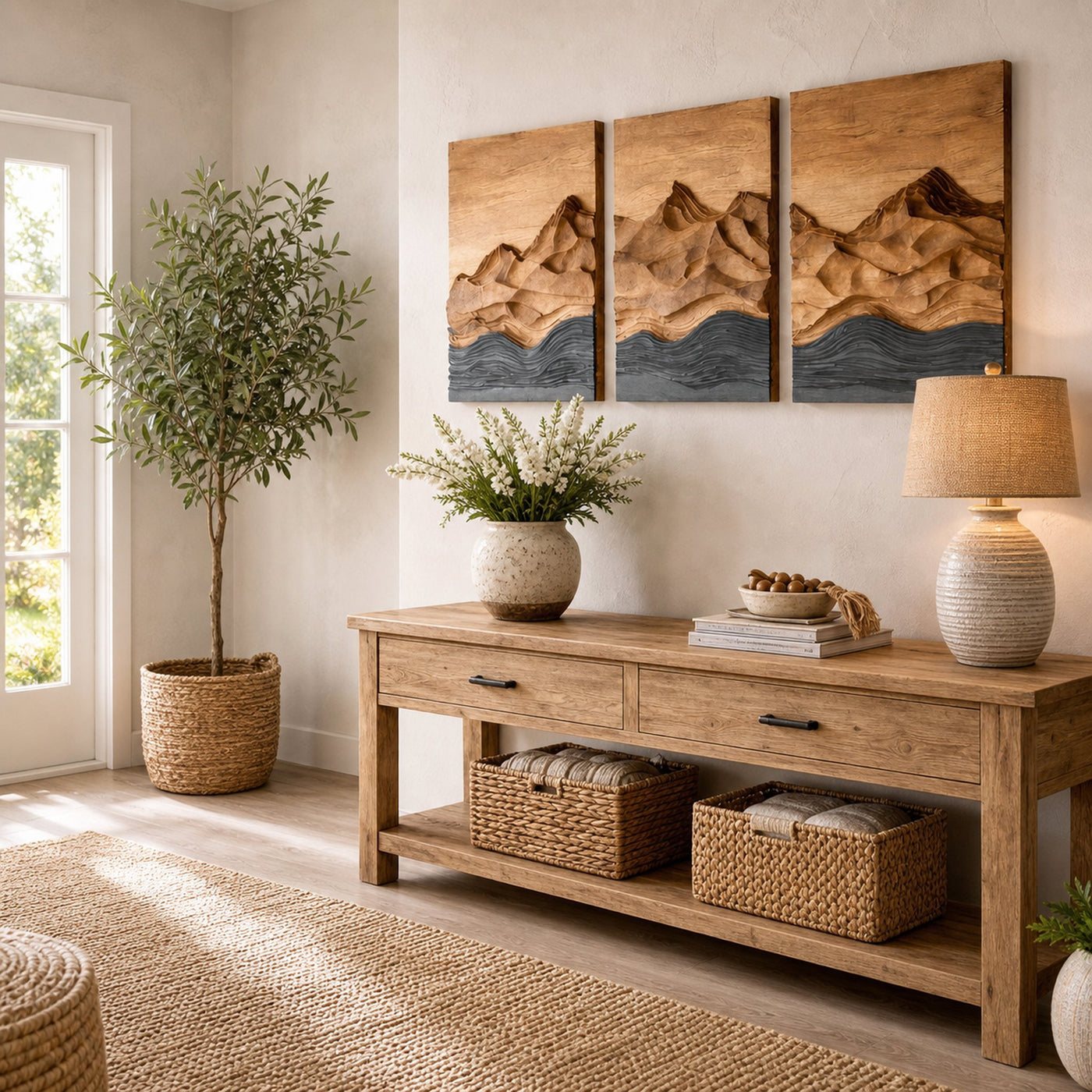 Modern Farmhouse Mountain Wood Wall Art For Living Room - product view 4