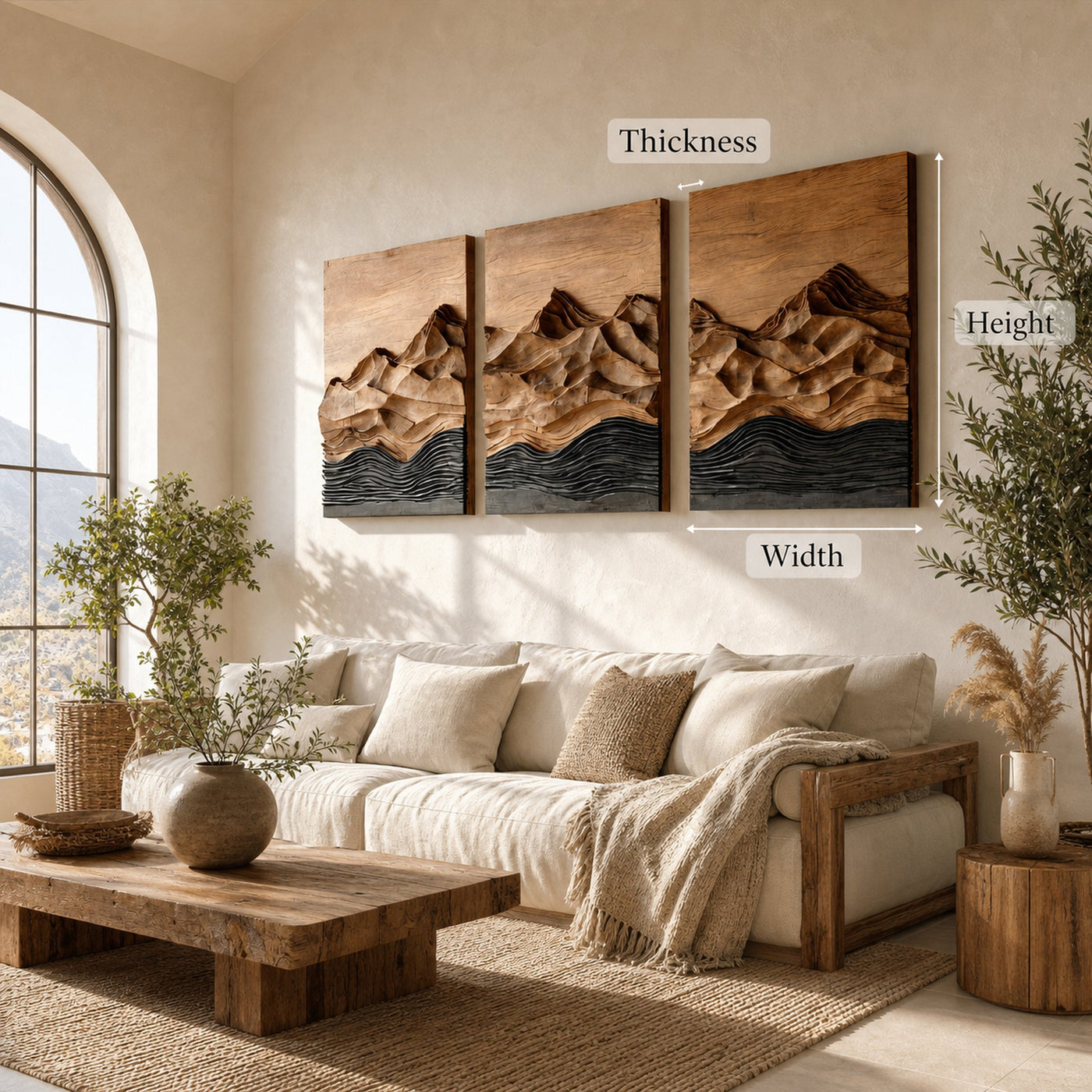 Modern Farmhouse Mountain Wood Wall Art For Living Room - product view 7
