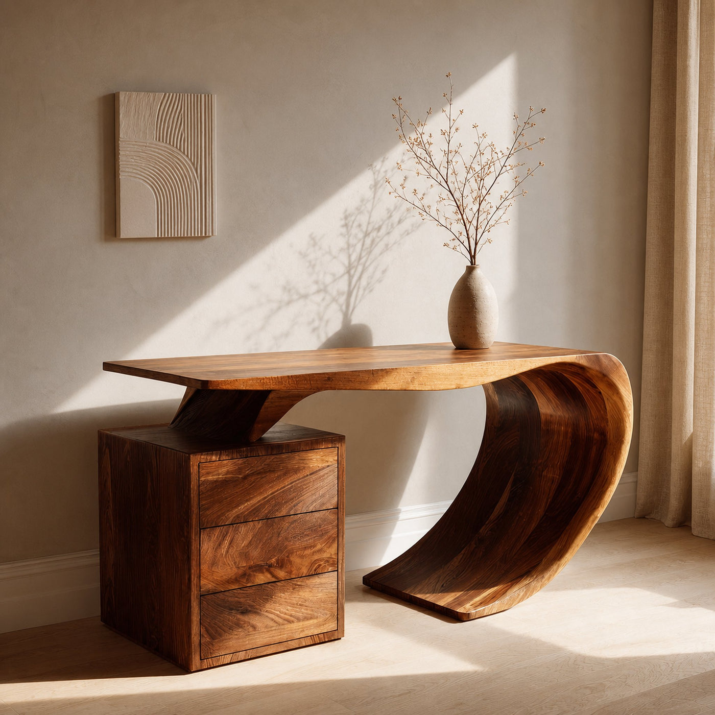 Modern Farmhouse Wood Desk For Home Office Corner - product view 6