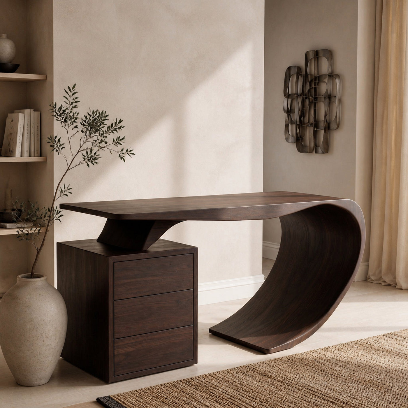 Modern Farmhouse Wood Desk For Home Office Corner - product view 7