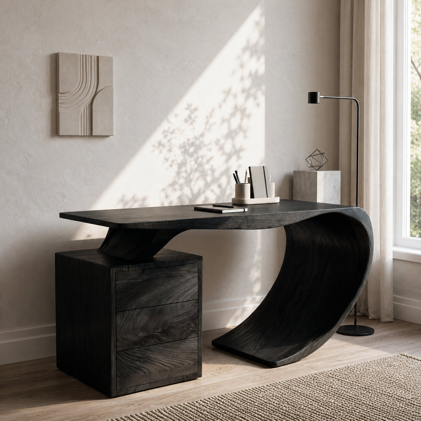 Modern Farmhouse Wood Desk For Home Office Corner - product view 9