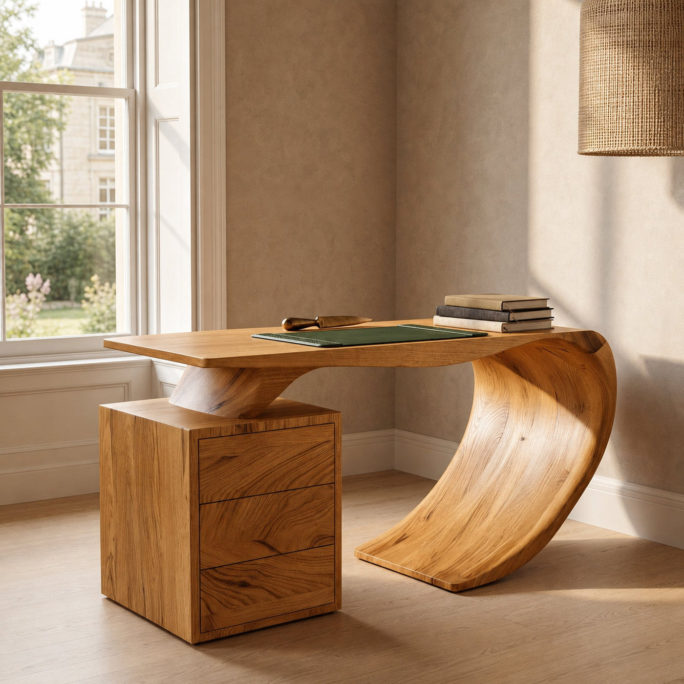 Modern Farmhouse Wood Desk For Home Office Corner - product view 10