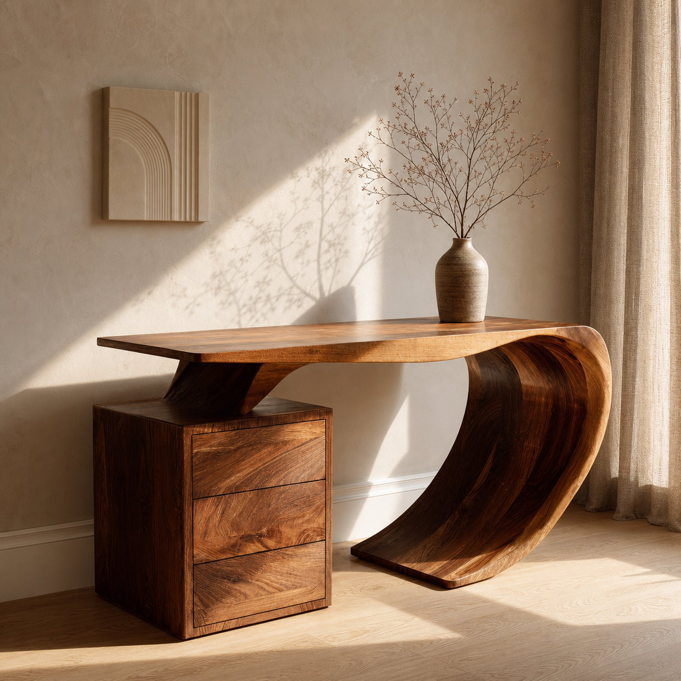 Modern Farmhouse Wood Desk For Home Office Corner - product view 11