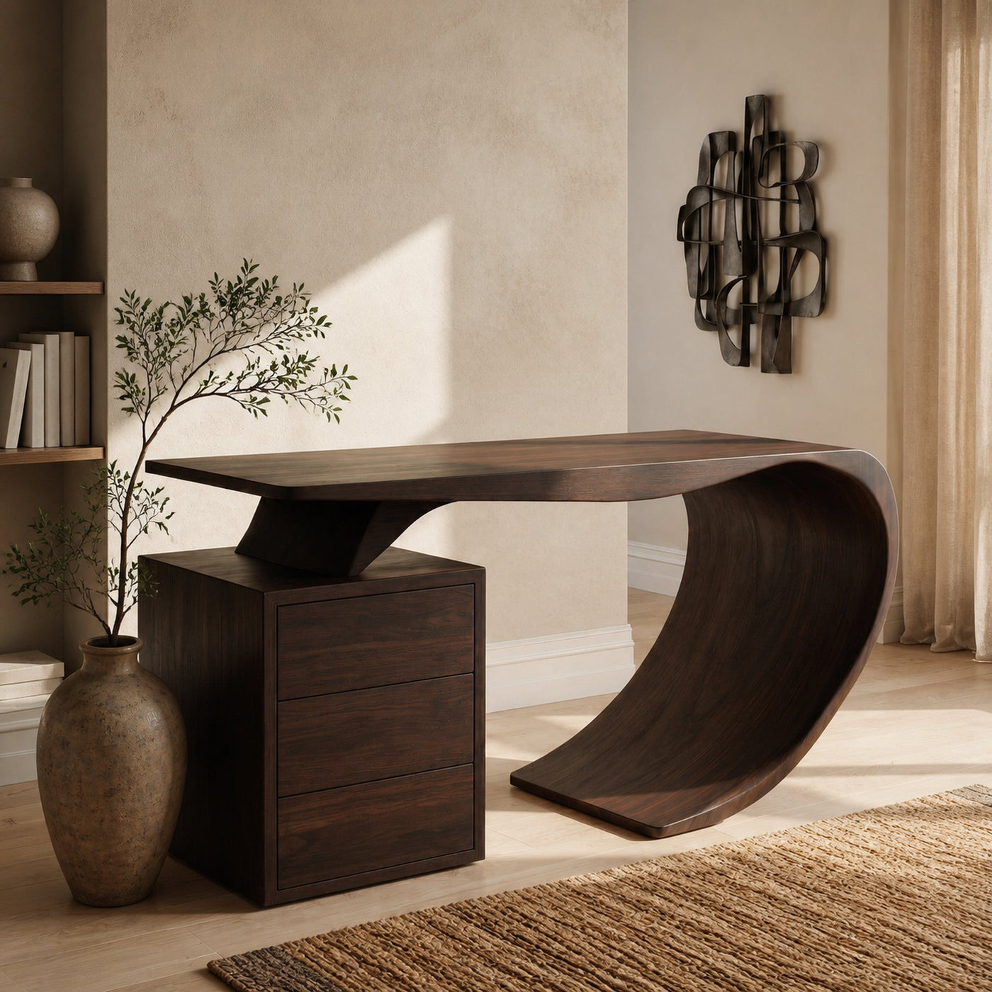 Modern Farmhouse Wood Desk For Home Office Corner - product view 12