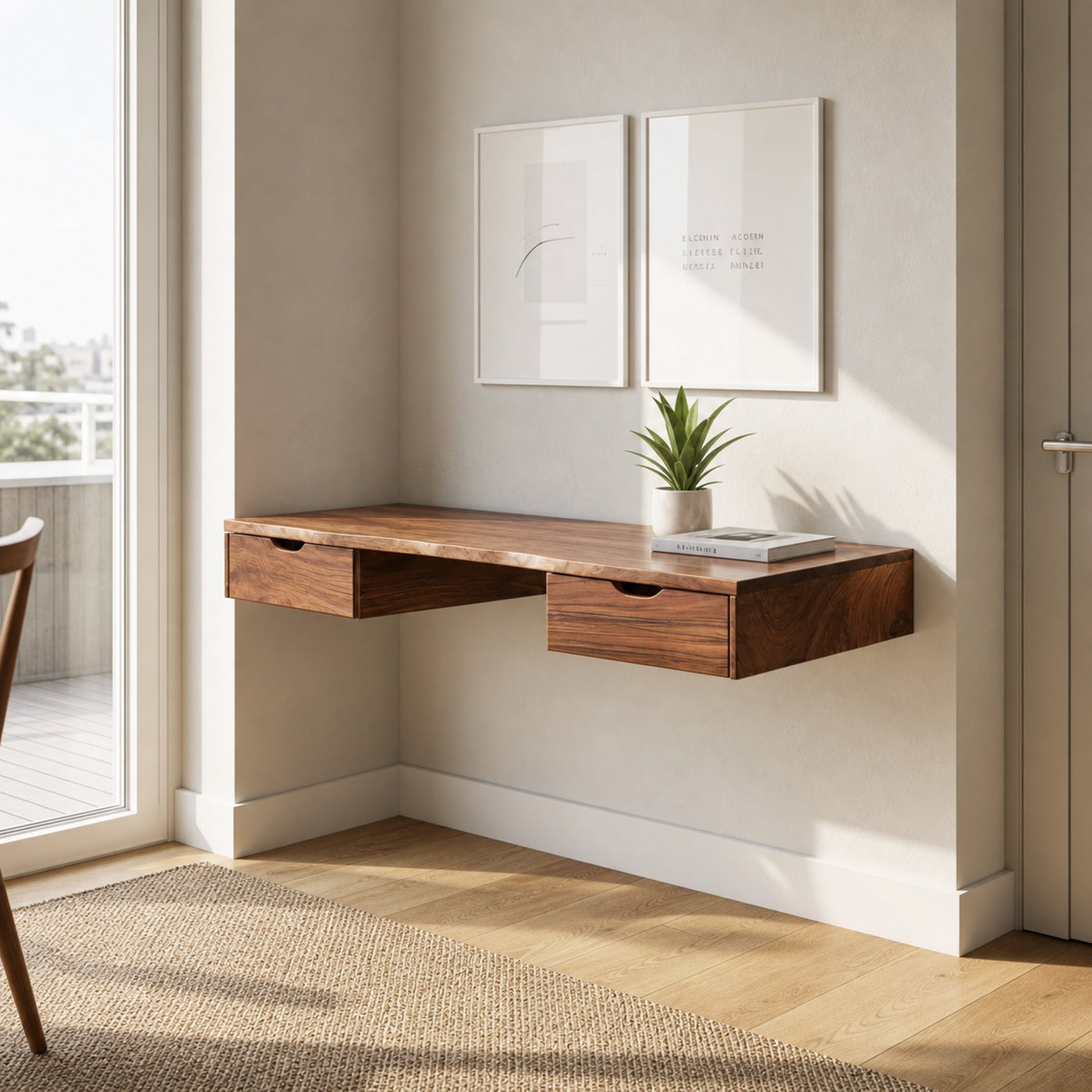 Modern Floating Desk With Drawers For Home Office - product view 6