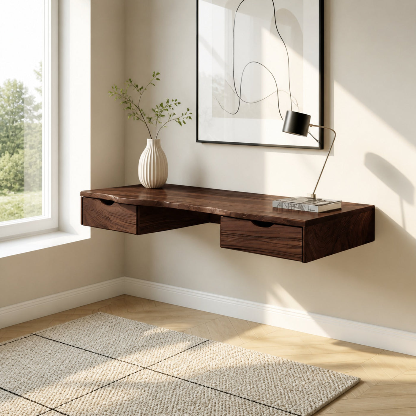 Modern Floating Desk With Drawers For Home Office - product view 7