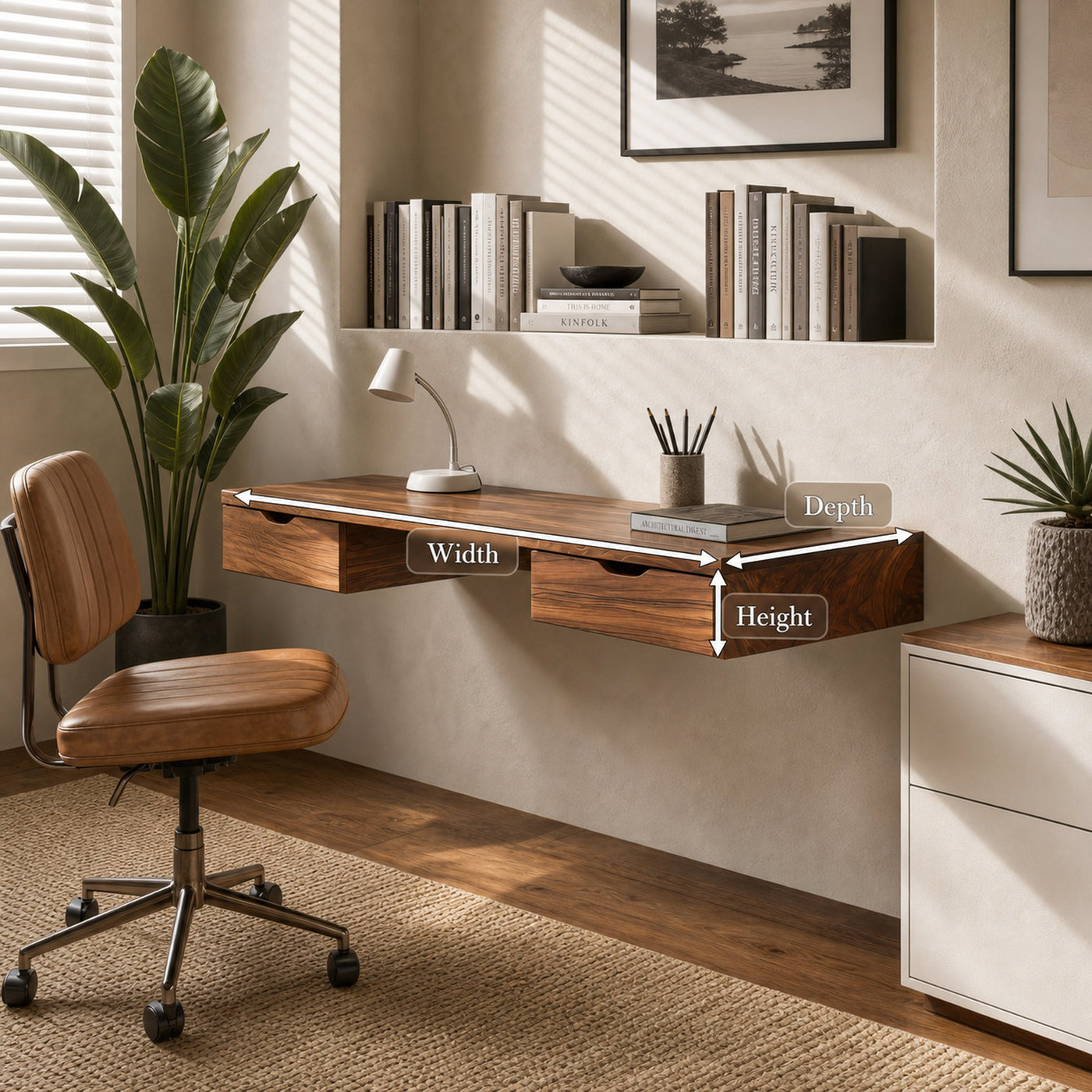 Modern Floating Desk With Drawers For Home Office - product view 8