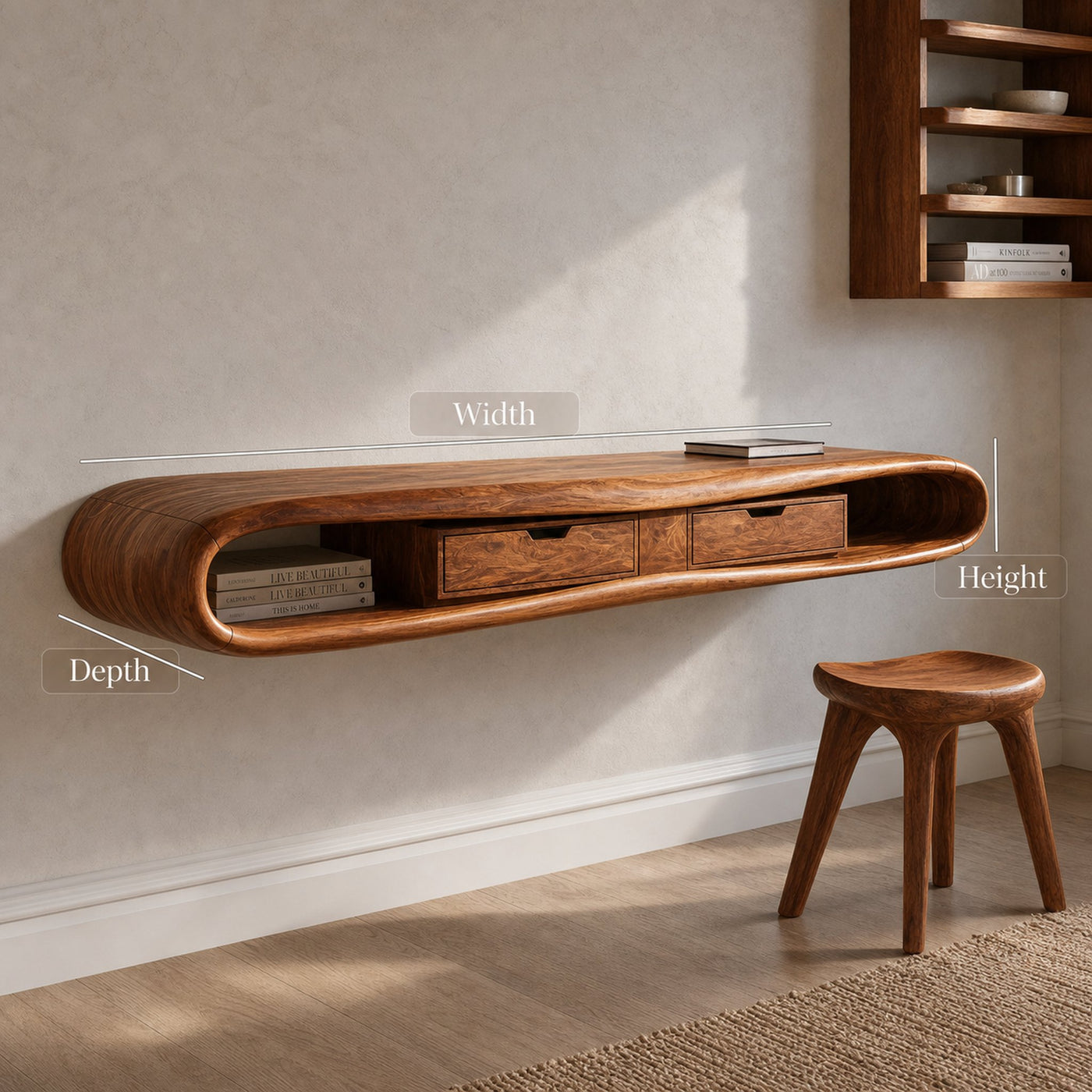 Modern Floating Desk With Storage Drawers For Home Office - product view 6