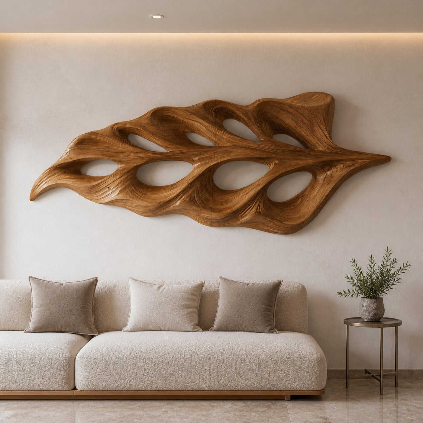 Modern Flowing Leaf Shape Carved For Home