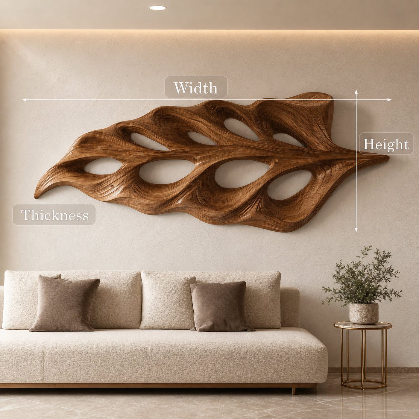 Modern Flowing Leaf Shape Carved For Home - product view 6