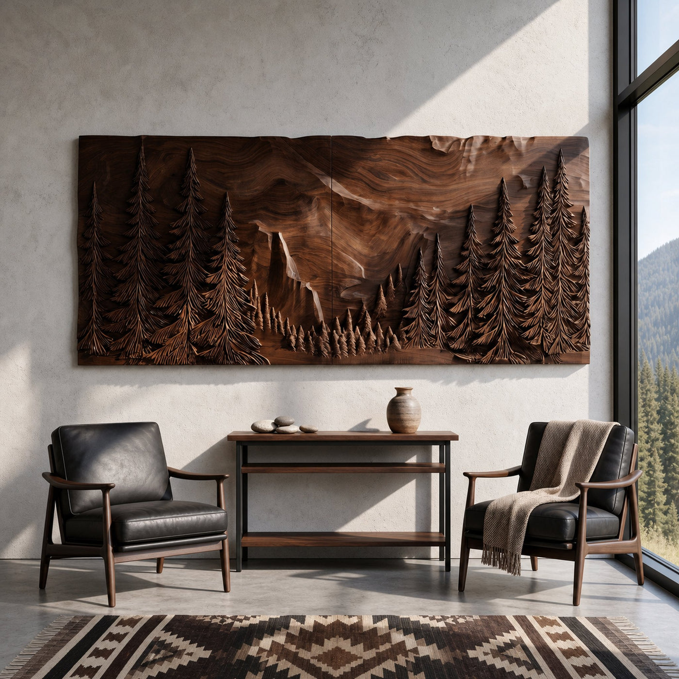 Modern Forest Mountain Wood Wall Art For Living Room - product view 7