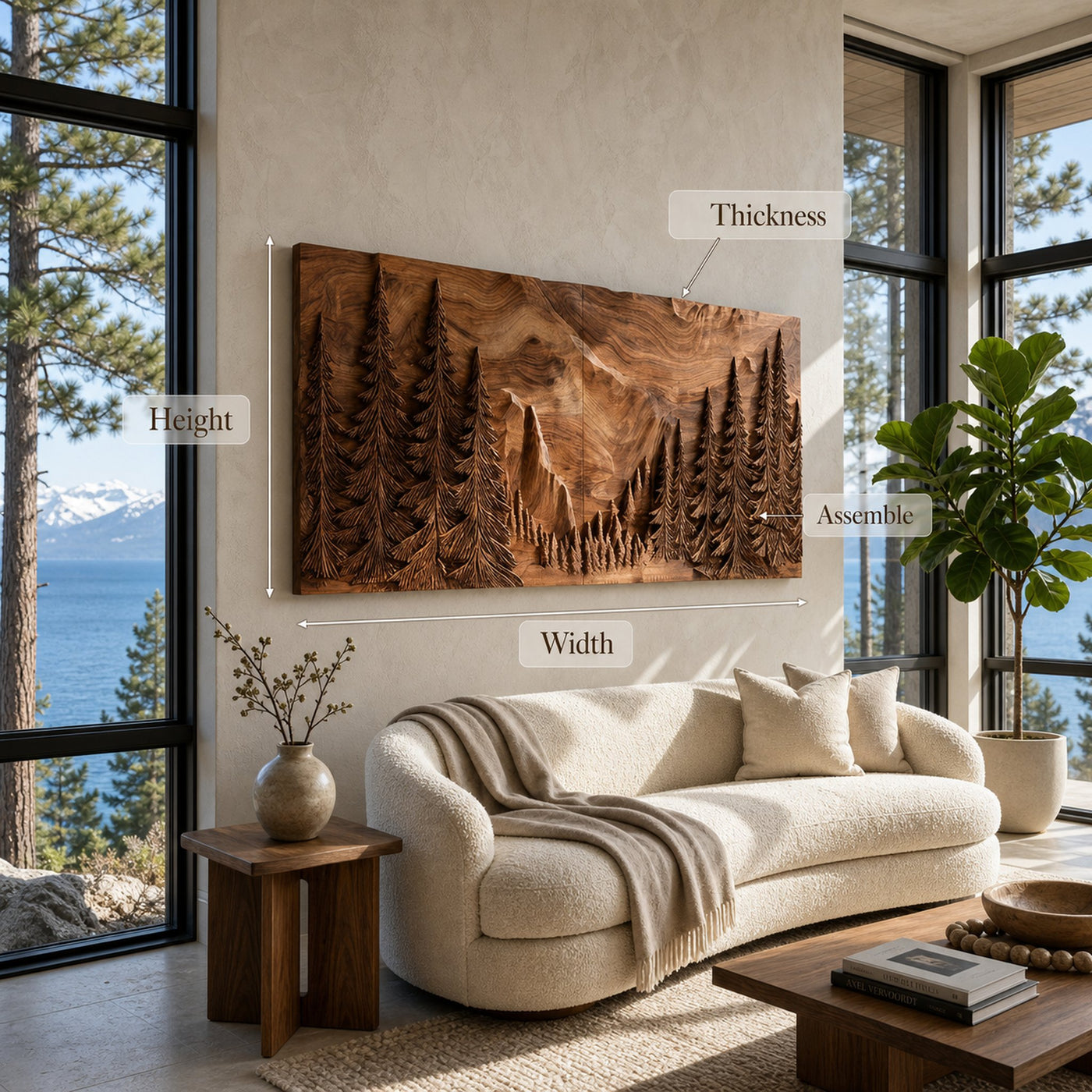 Modern Forest Mountain Wood Wall Art For Living Room - product view 8