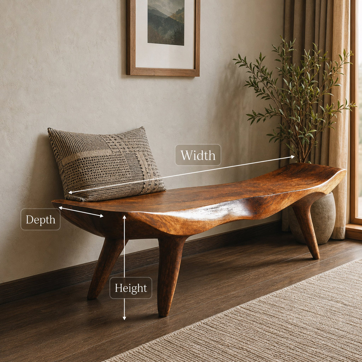 Modern Handcrafted Wood Bench For Stylish Home Décor - product view 6