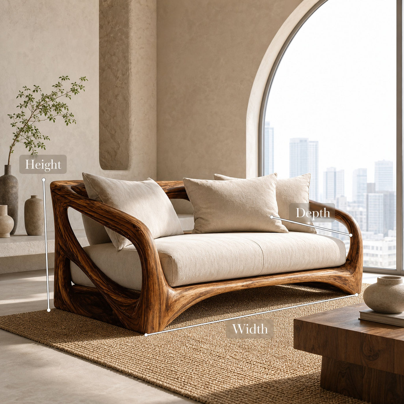 Modern Handcrafted Wood Sofa For Living Room - product view 8