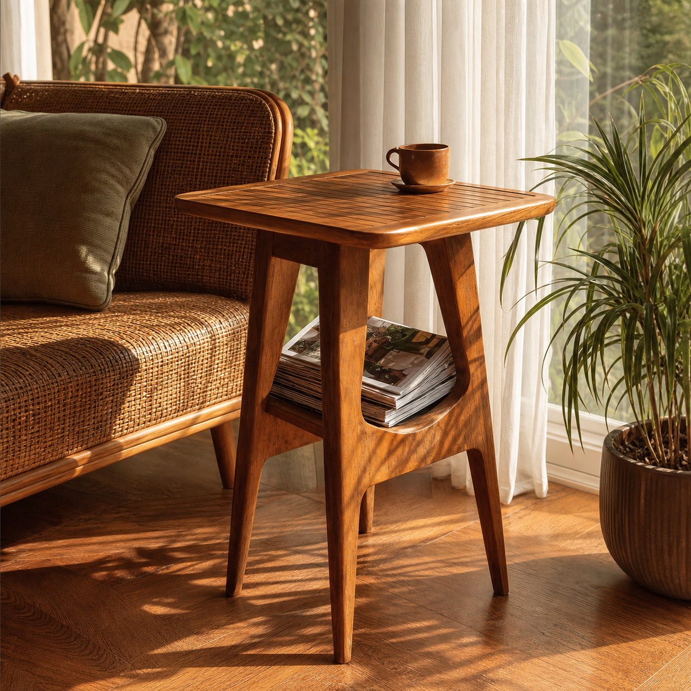 Modern Handcrafted Wooden Side Table For Bedroom Furniture Decor