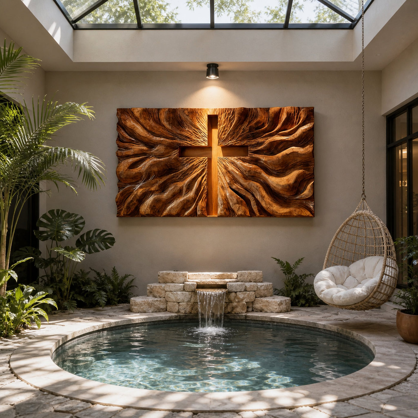 Modern Illuminated Cross Wood Wall Art For Living Room Decor