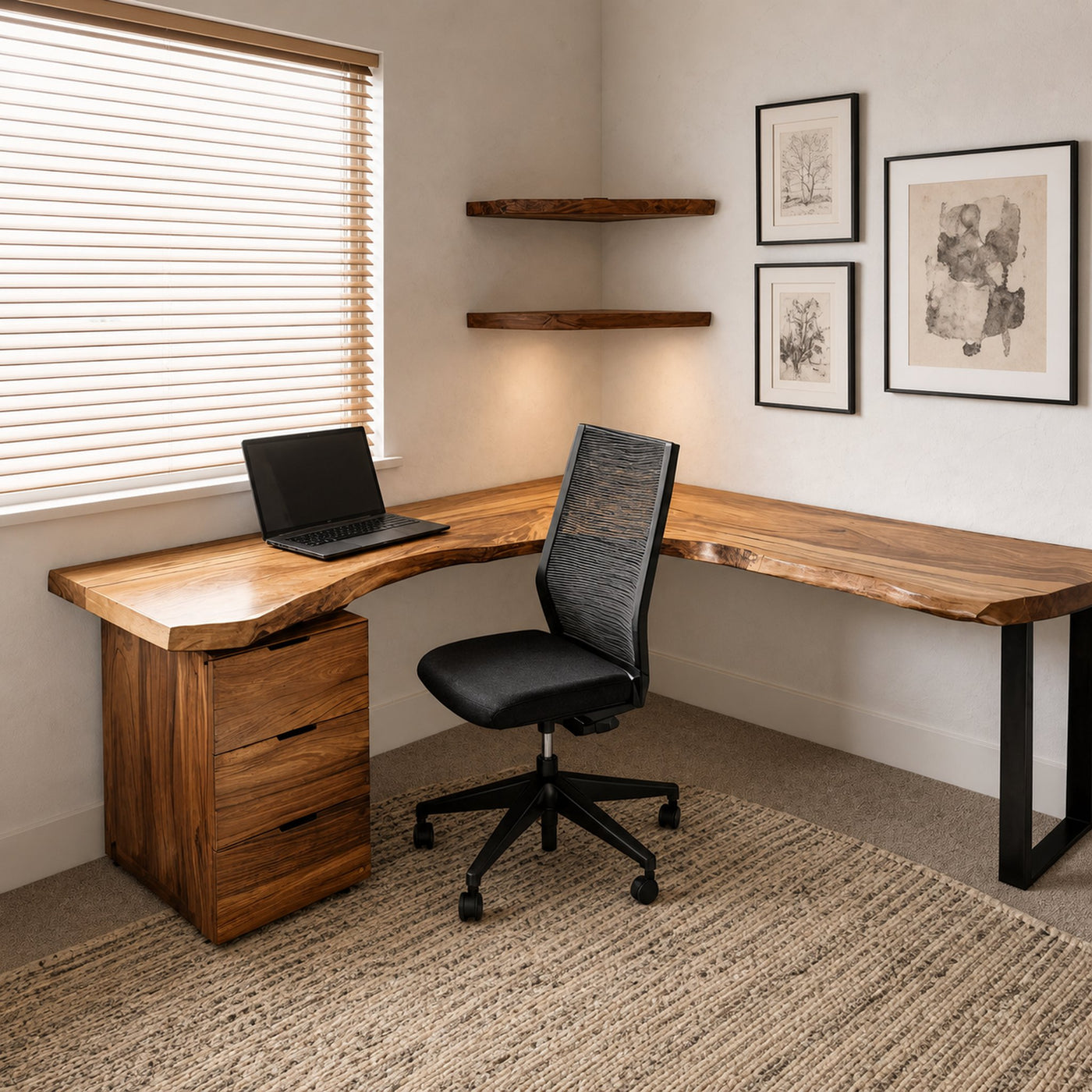Modern L Shaped Desk With Drawer Storage For Workspace